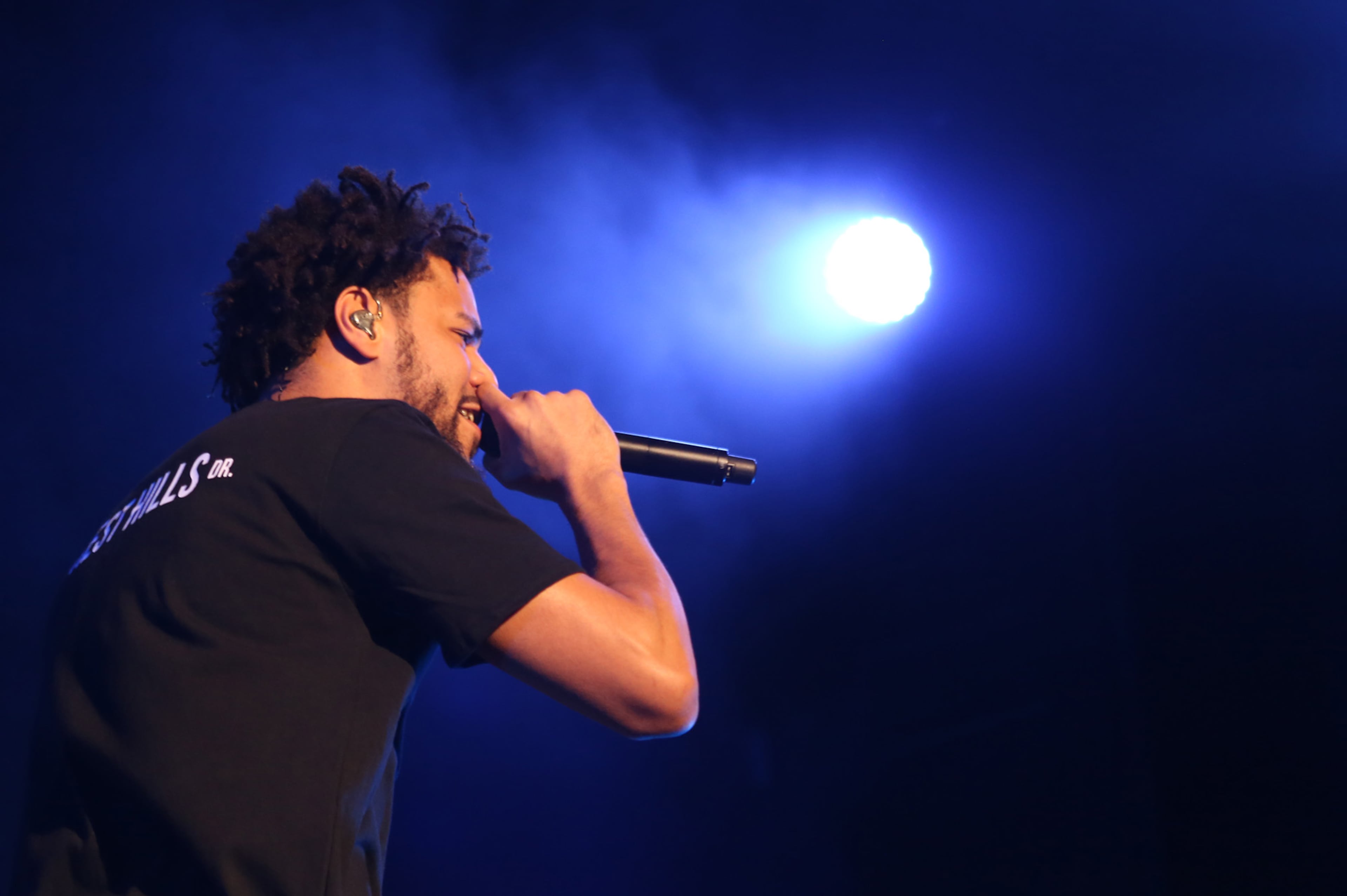 ATLANTA - J. Cole brings his "Forest Hills Drive Tour", in support of his third studio album, "2014 Forest Hills Drive" to Aaron's Amphitheatre at Lakewood on Saturday, Aug. 15, 2015 in Atlanta. Cole performed the whole album for the audience starting off with the album "Intro", "January 28th" and "Wet Dreamz." The album debuted at number one on Billboard 200, giving Cole his third number one album and it has reached platinum status. , (Akili-Casundria Ramsess/Special to the AJC)