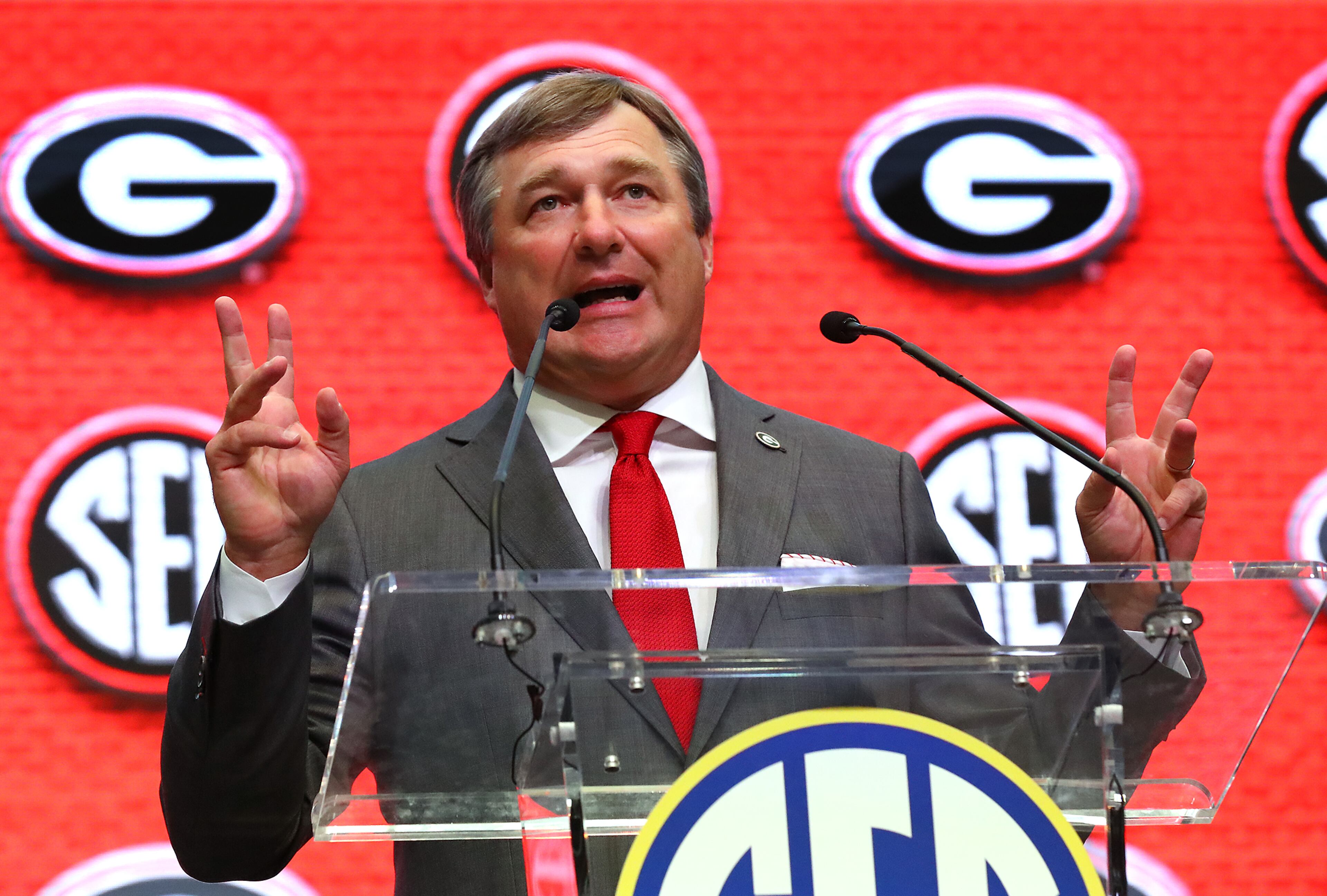 072022 Atlanta: Georgia head coach Kirby Smart speaks at SEC Media Days in the College Football Hall of Fame on Wednesday, July 20, 2022, in Atlanta. “Curtis Compton / Curtis Compton@ajc.com”
