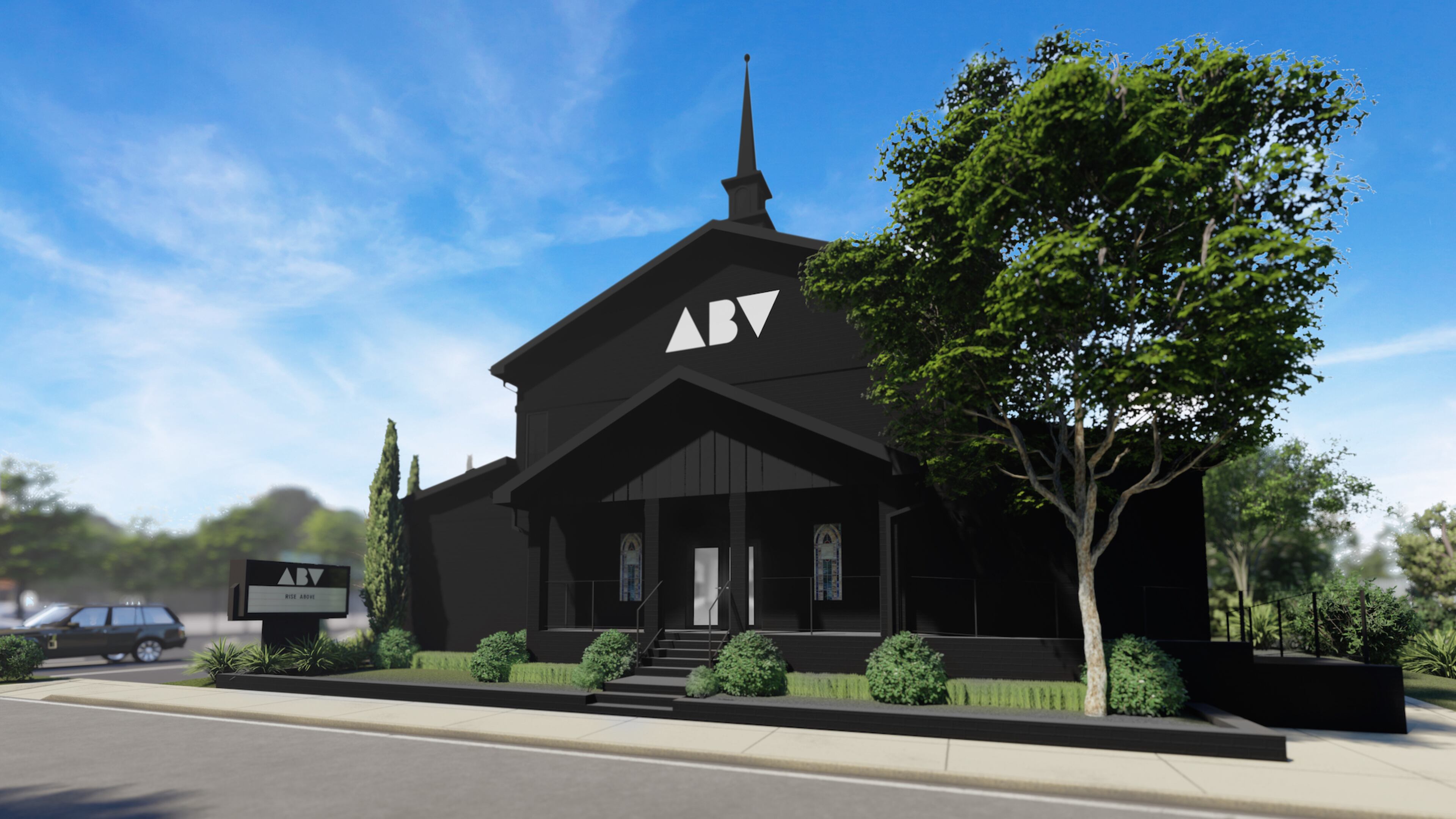 A rendering of Greg Mike's new combined gallery and creative agency space in a former church in East Atlanta.
Courtesy of Greg Mike