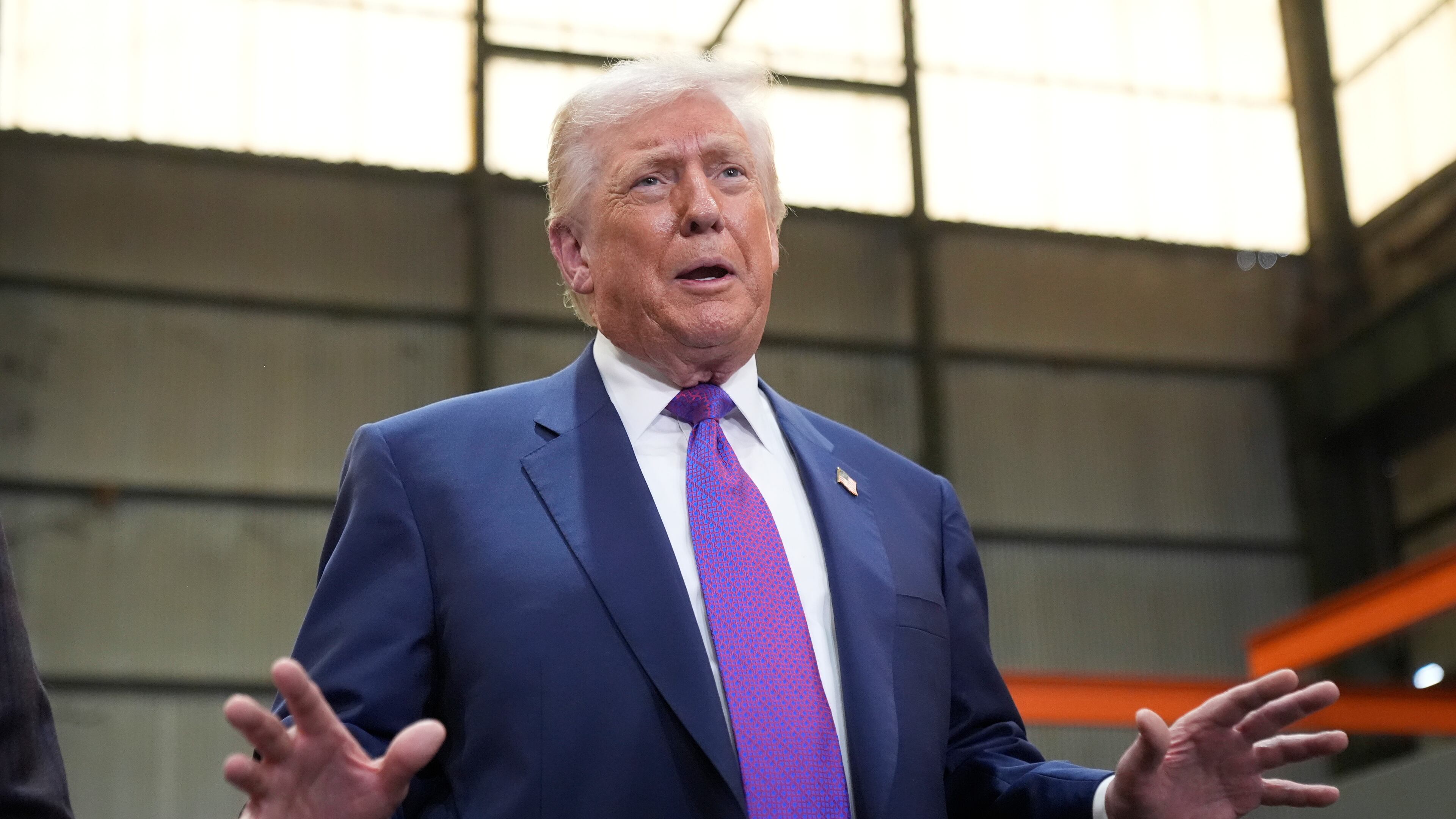 President Donald Trump visits Coosa Steel Corporation in Rome, Ga., Thursday, Feb. 19, 2026. (Mark Schiefelbein/AP)