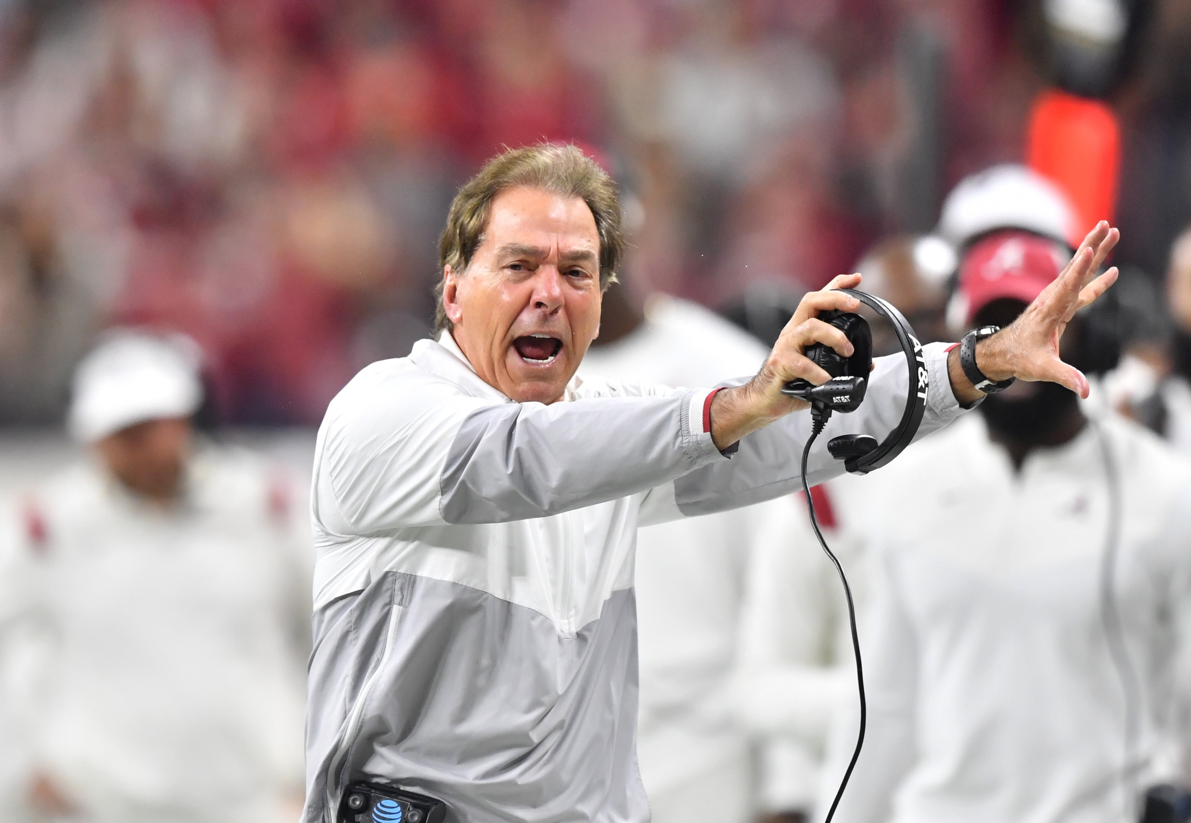 Hyosub Shin's photo of Nick Saban on the sideline during the 2022 College Football Playoff championship game against Georgia.