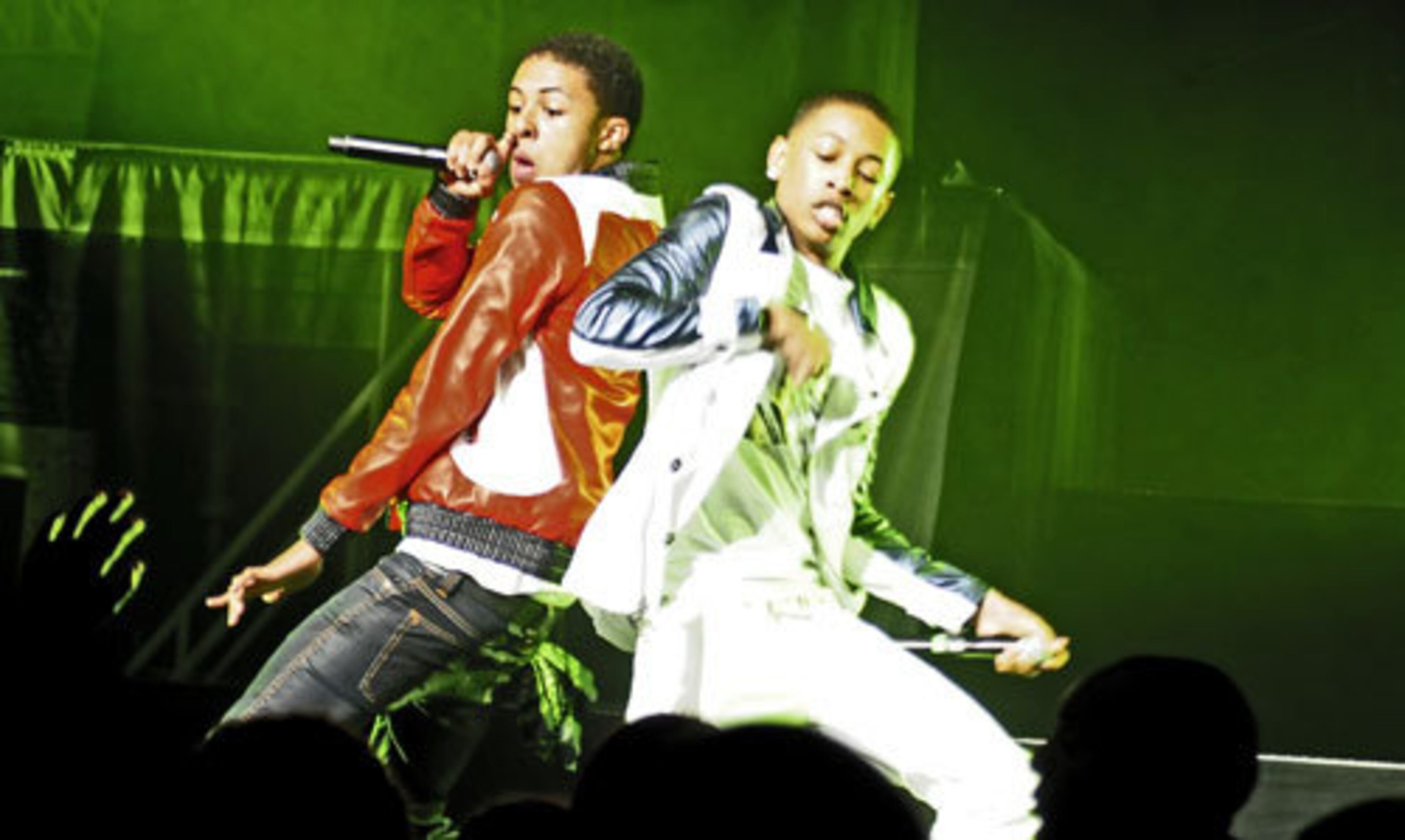 Diggy Simmons is joined on stage by Jacob Latimore.