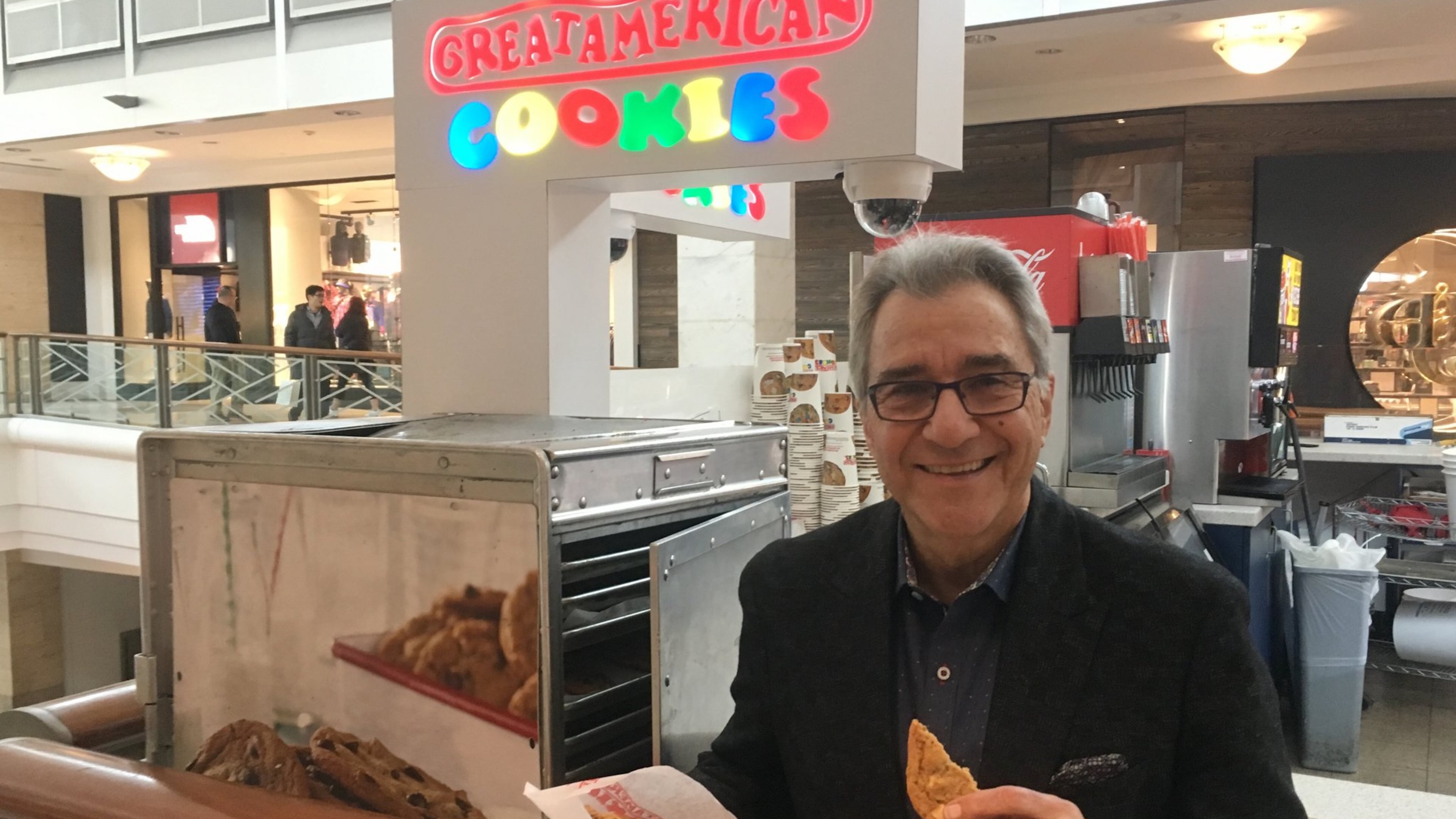 Great American Cookies co-founder Michael Coles at the Lenox Square location. AJC photo: Jennifer Brett