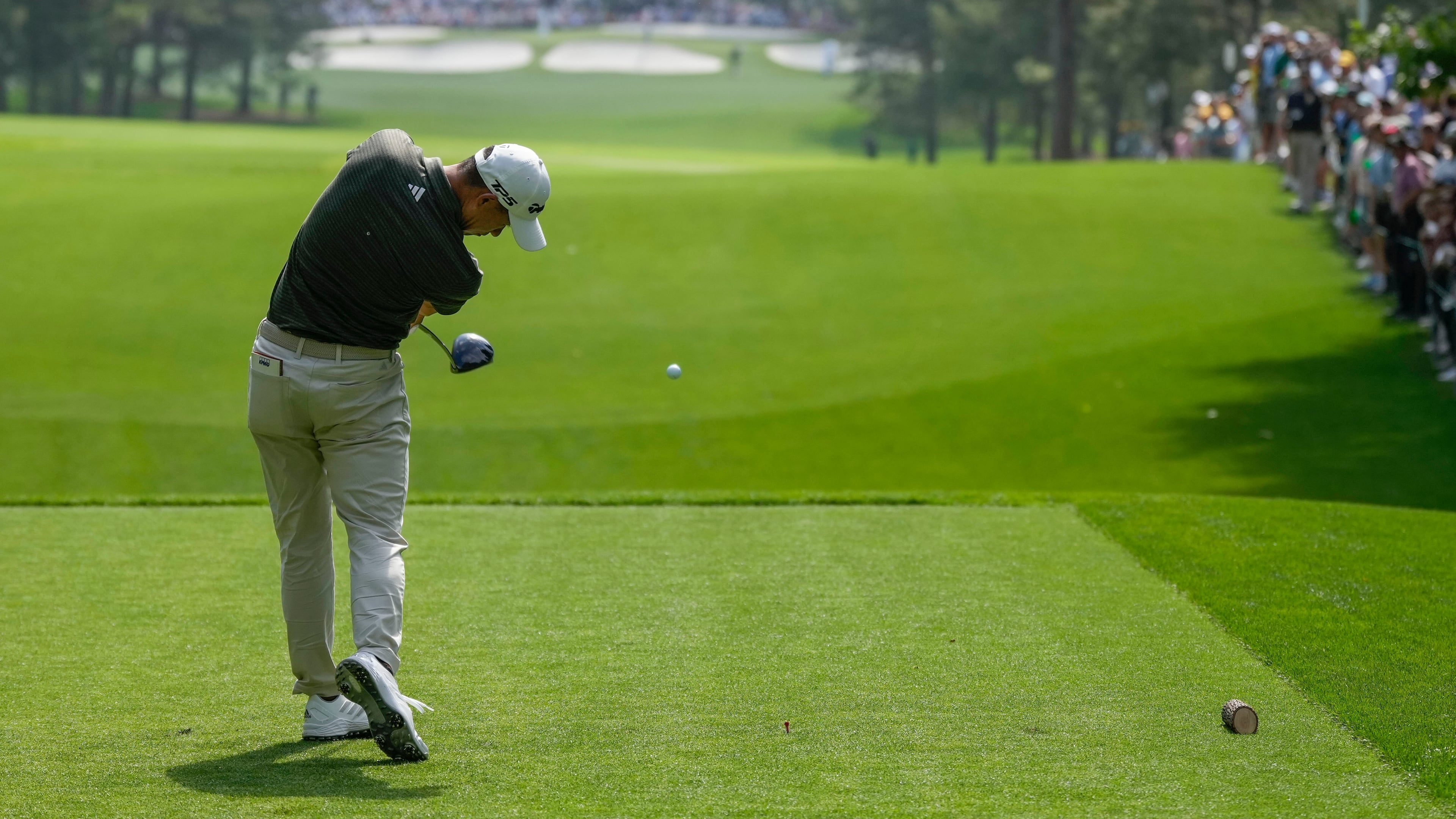 FILE - Collin Morikawa hits his tee shot on the seventh hole during the second round of the Masters golf tournament at Augusta National Golf Club on Friday, April 7, 2023, in Augusta, Ga. (AP Photo/Jae C. Hong, File)