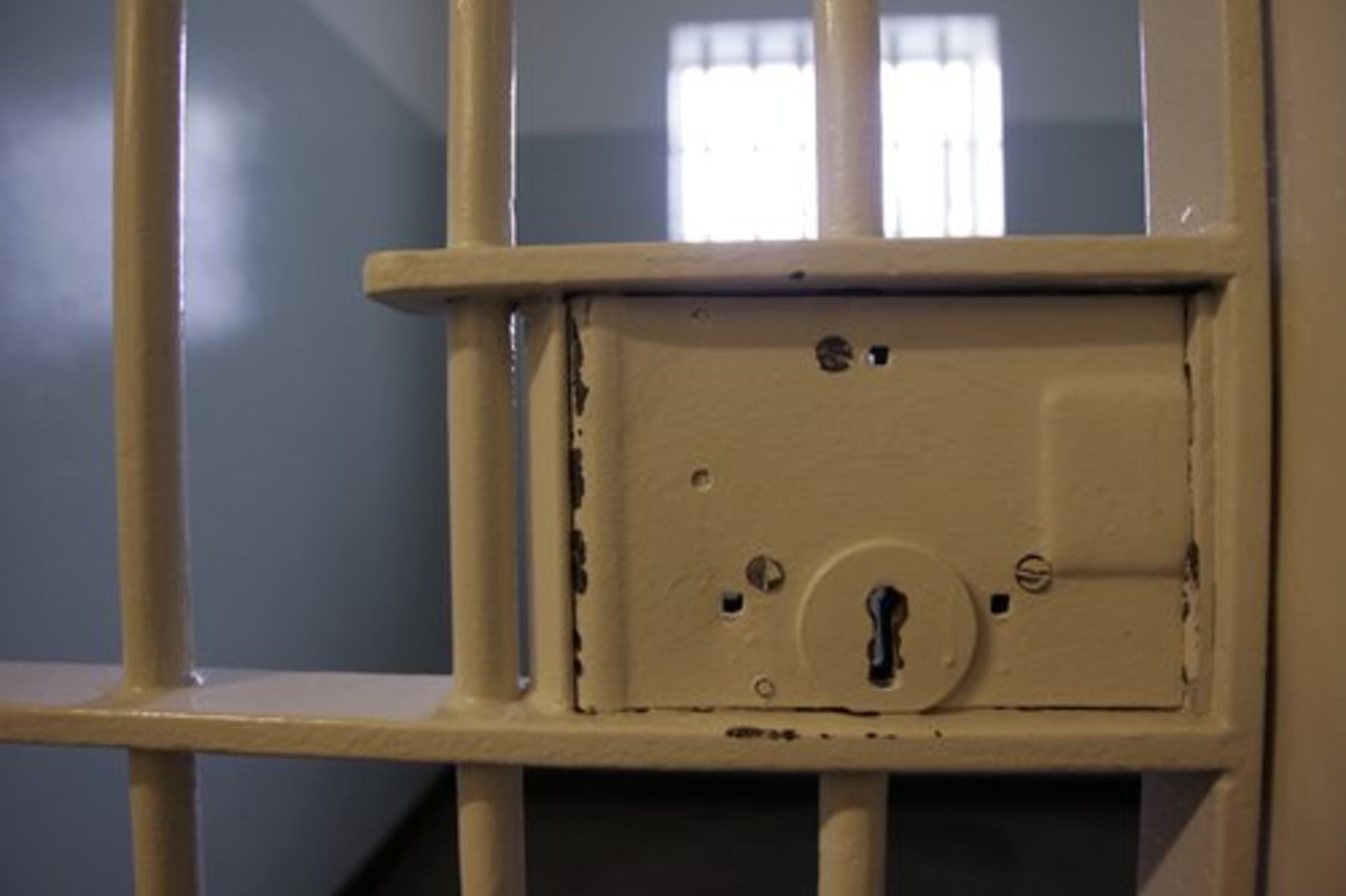 A close up view of the lock on Mandela's cell.