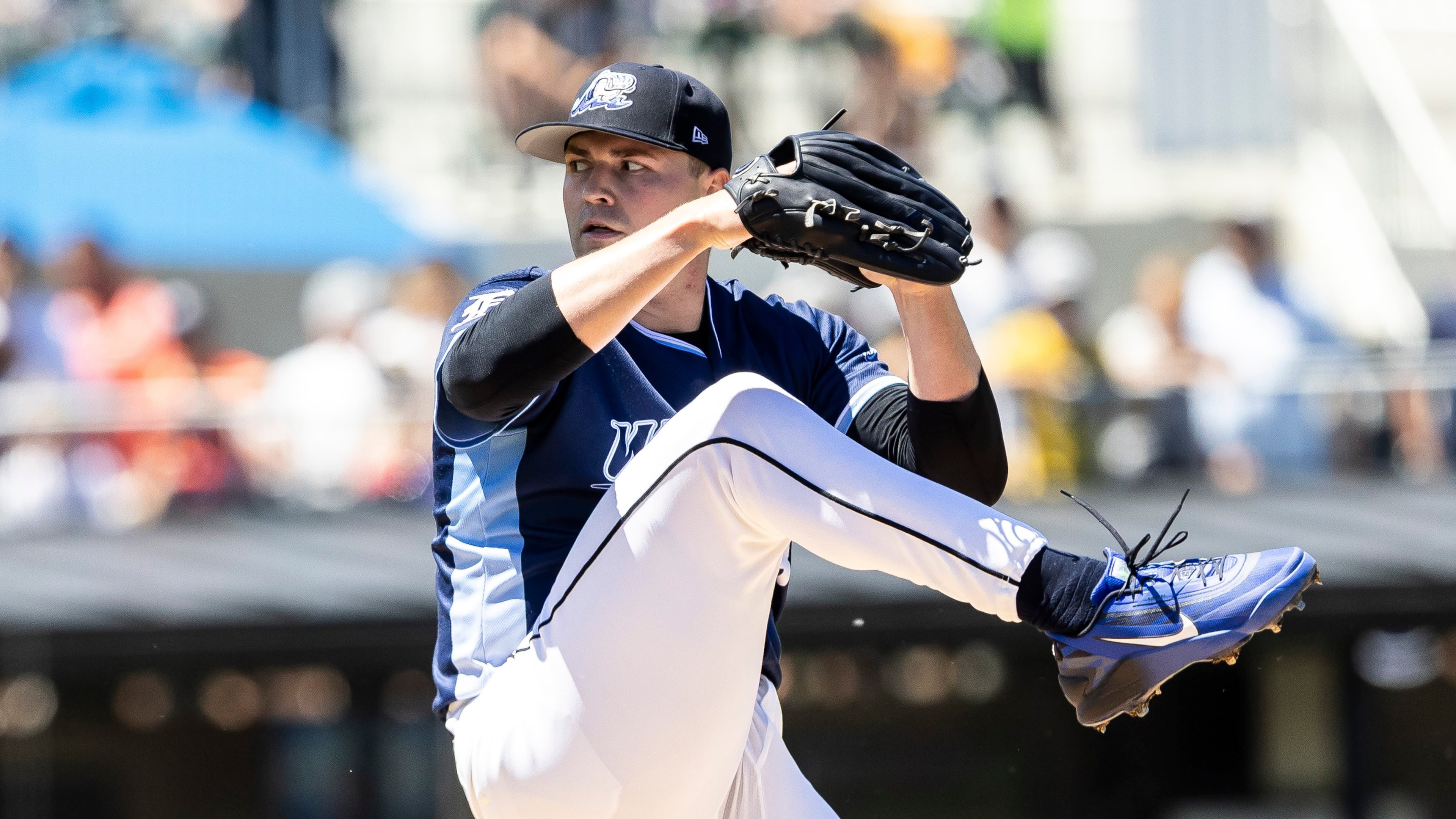 Detroit Tigers pitcher Tarik Skubal winds up to throw in a rehab start for the West Michigan Whitecaps against the Dayton Dragons in Comstock Park, Mich., Sunday, June 7, 2026. (Isaac Ritchey/The Grand Rapids Press via AP)