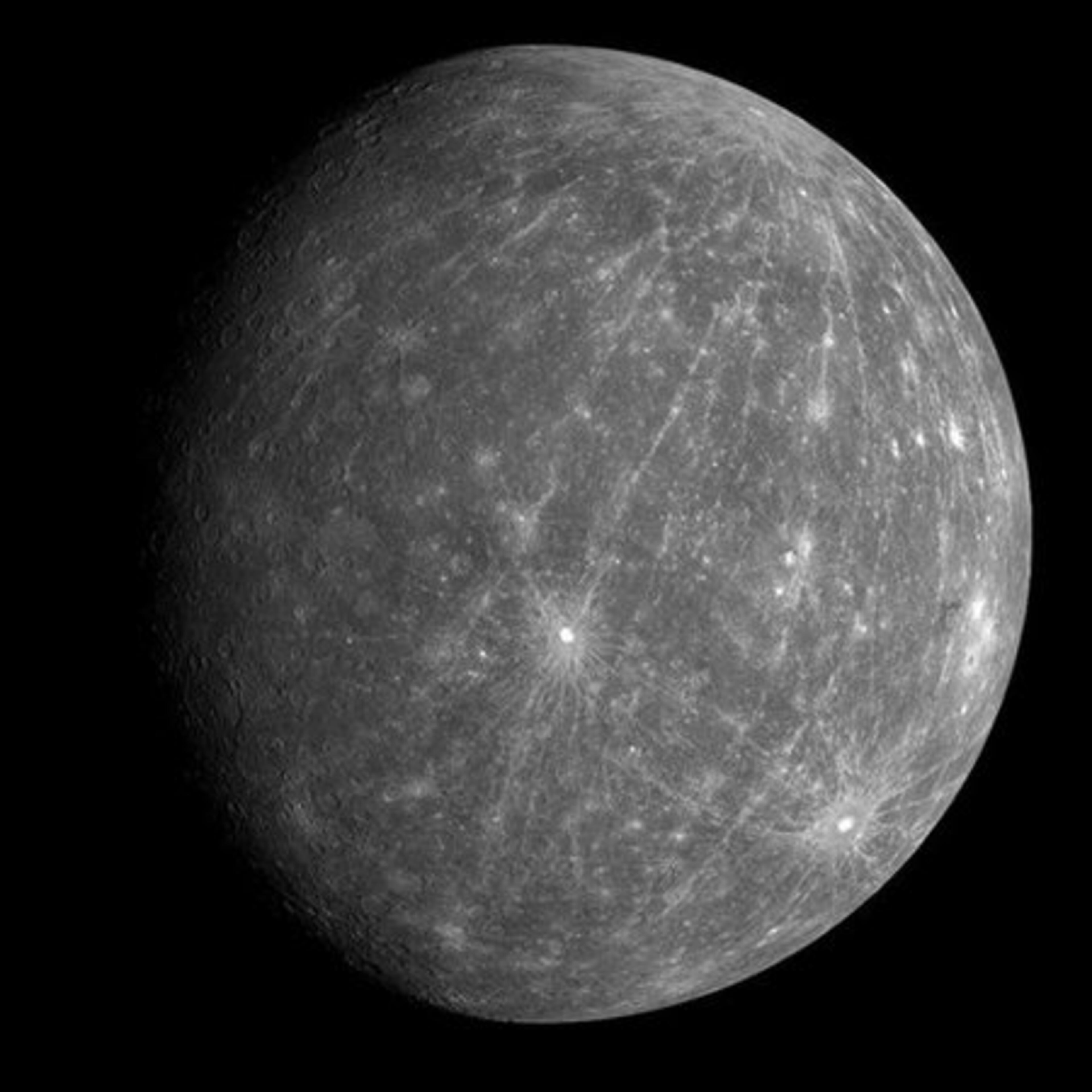 This image provided by NASA shows the planet Mercury taken on Oct. 6, 2008, at roughly 4:40 a.m. when MESSENGER flew by the closest planet to the sun for the second time this year. The spectacular image shown here is one of the first to be returned.