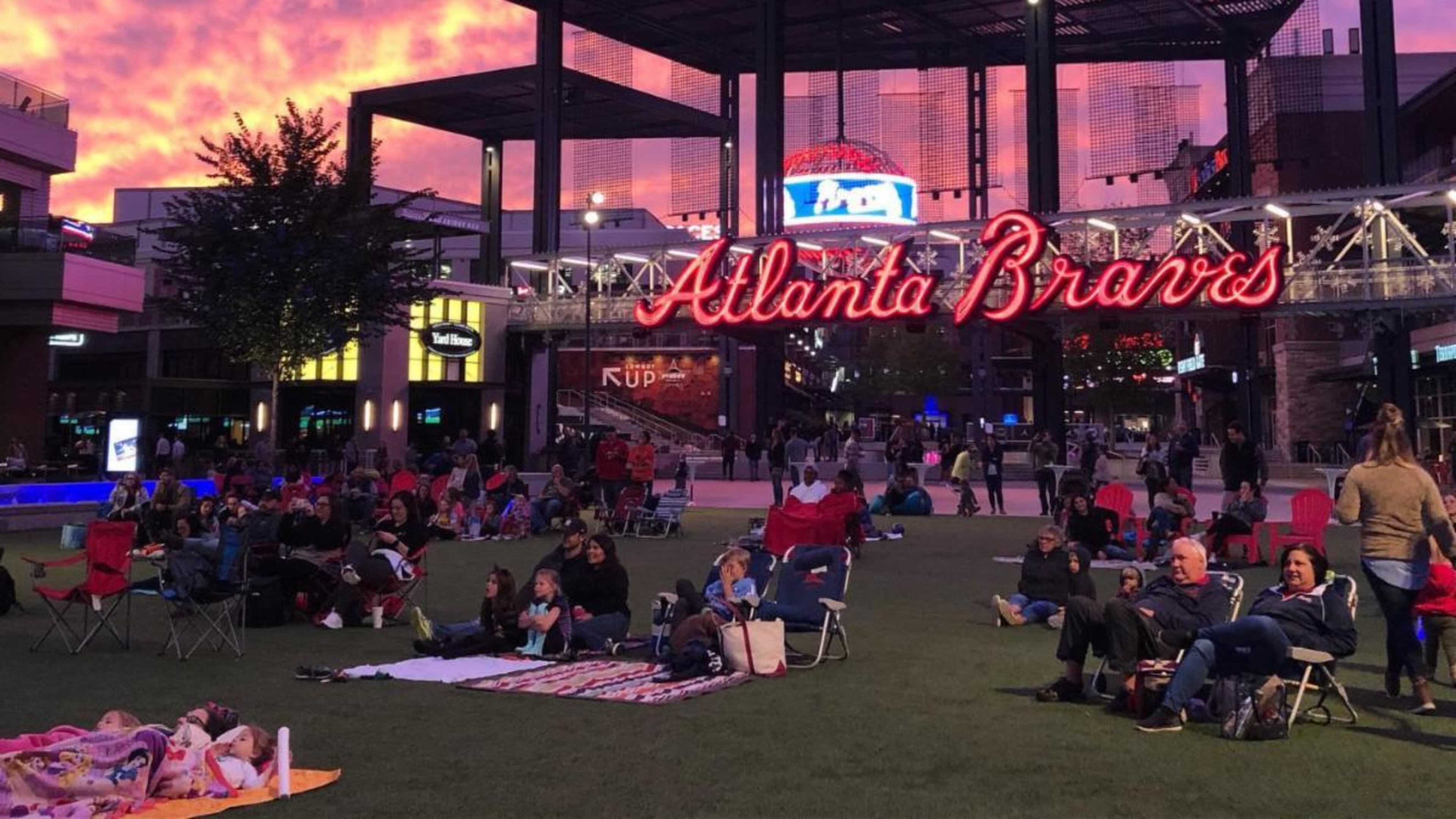 The Xfinity Movie Series offers free family movies weekly through Dec. 9 on Plaza Green next to Truist Park. (Courtesy of The Battery Atlanta)