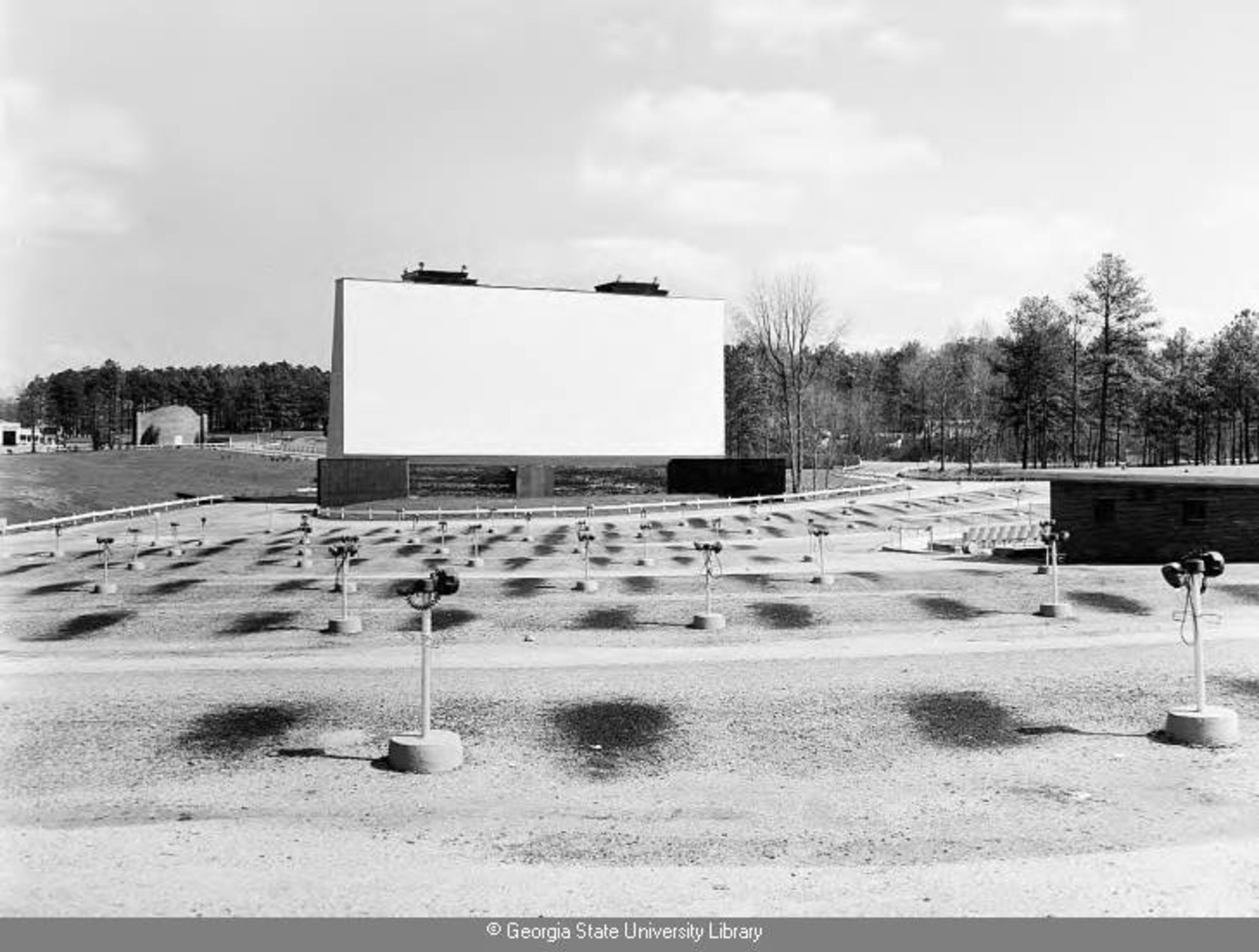 1955 -- The screen at the Bankhead Drive-In Theater. LANE BROS. PHOTOGRAPHS / GSU