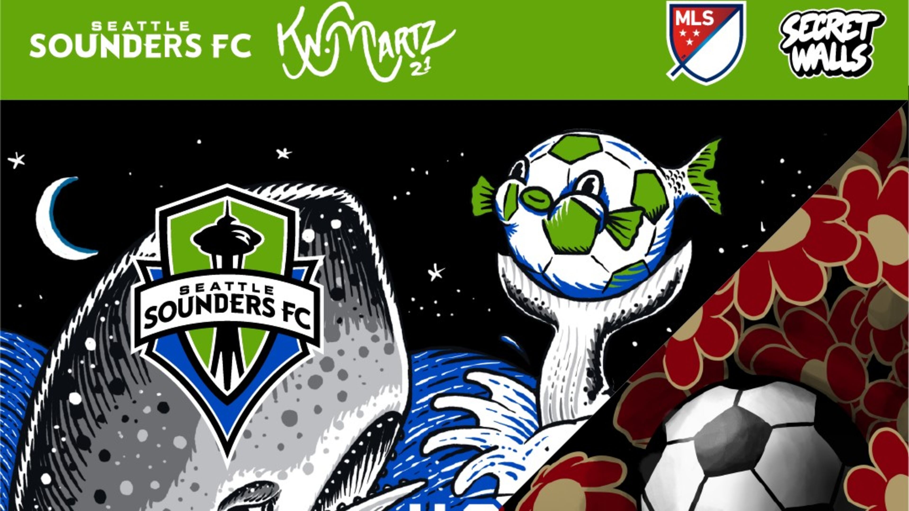 A poster for Sunday's MLS match between Atlanta United and Seattle.