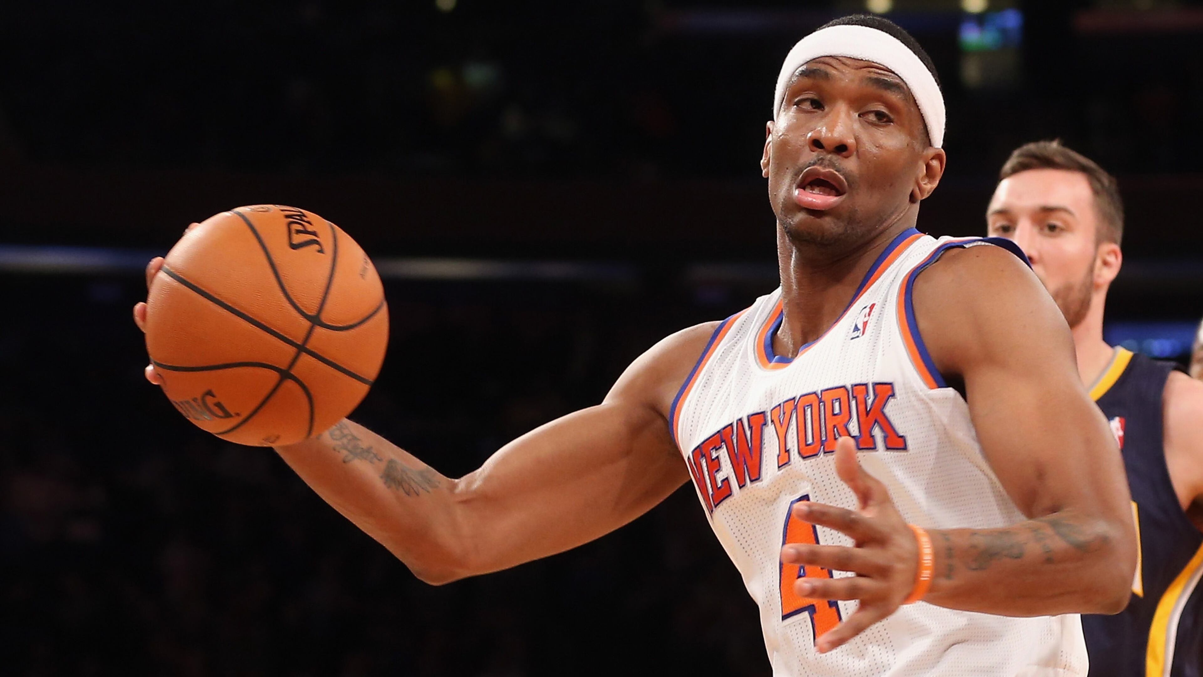 042713 ATLANTA: Hawks forward Ivan Johnson wins the rebound battle with Pacers forward Jeff Pendergraph during the first half of their NBA playoff game with Indiana on Saturday, April 27, 2013, in Atlanta. CURTIS COMPTON/ CCOMPTON@AJC.COM
