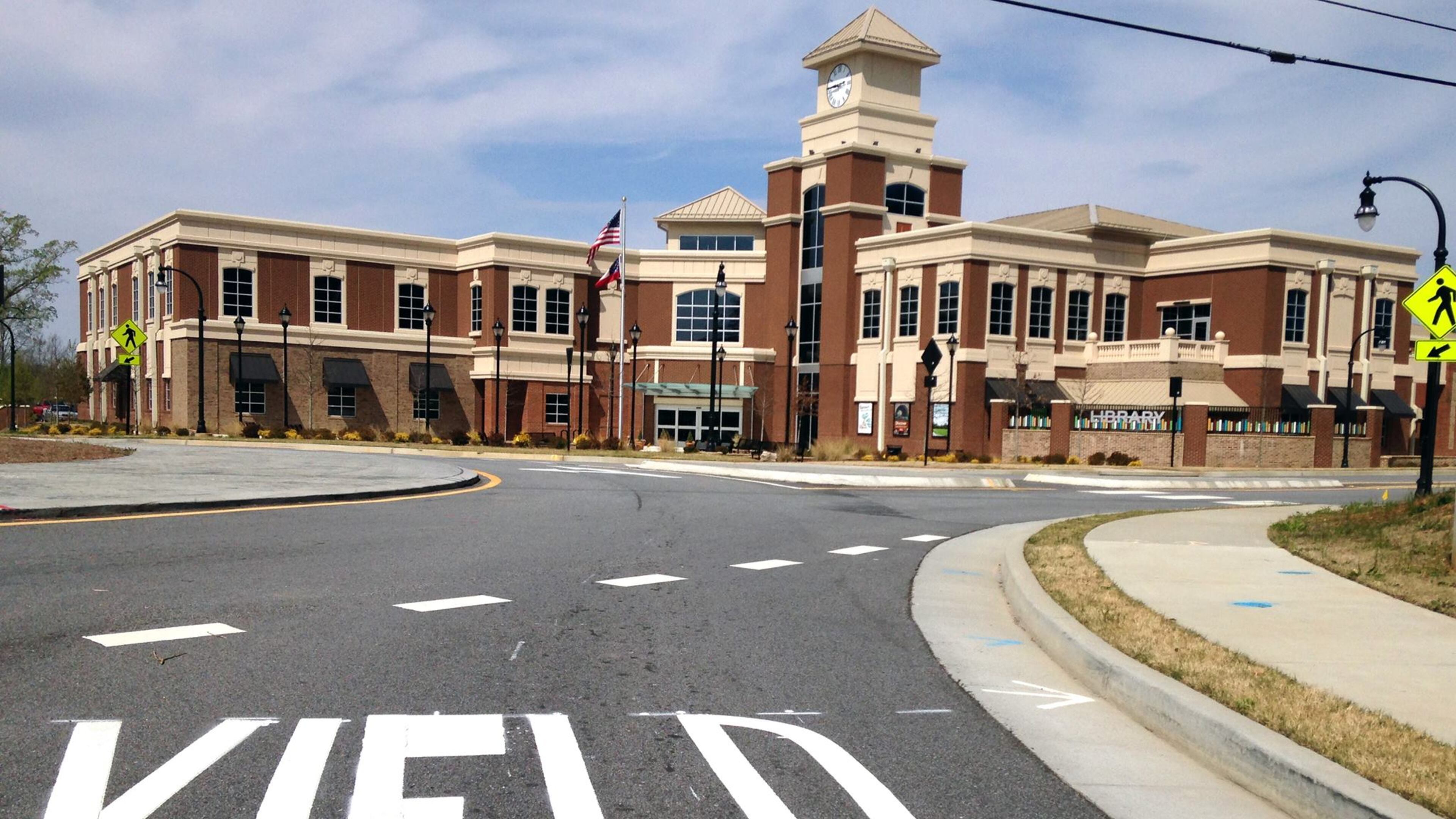 Lilburn adds additional pavement markings to help motorists navigate roundabouts. Courtesy City of Lilburn