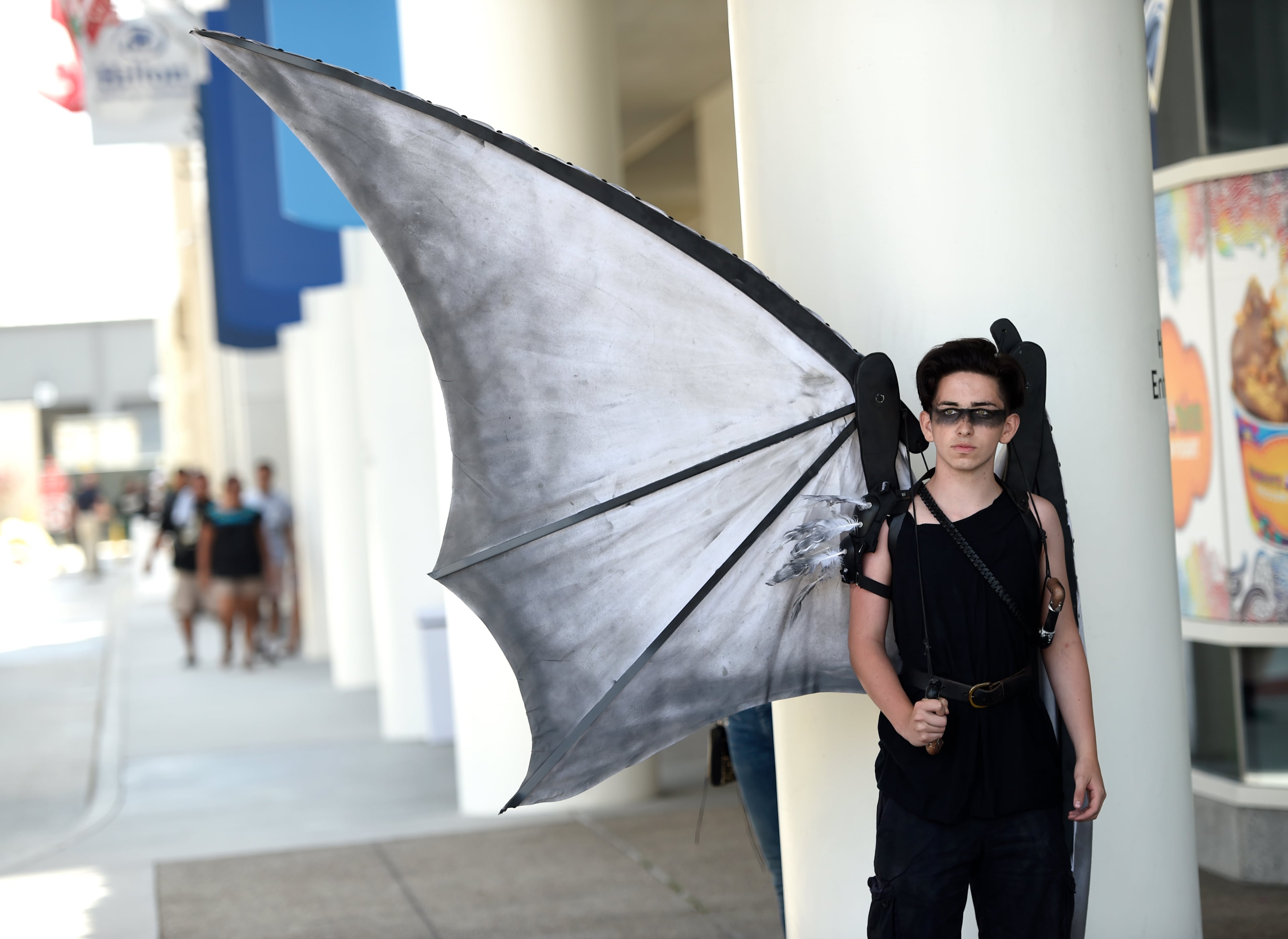 Colby Bingham of San Diego, wears a costume he designed himself on day one of Comic-Con International on Thursday, July 20, 2017, in San Diego. (Photo by Chris Pizzello/Invision/AP)
