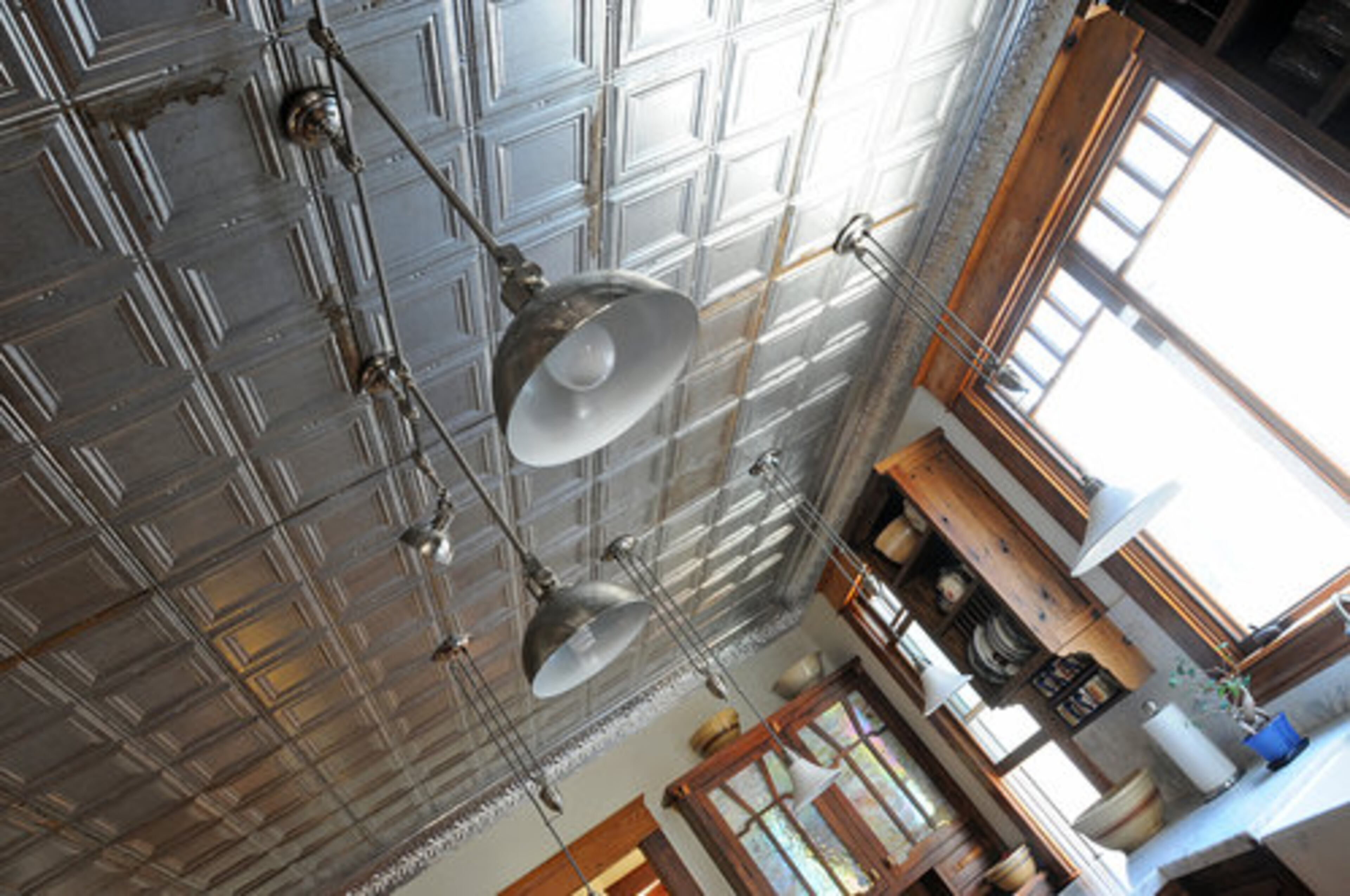 "The tin ceiling I found on ebay and it was "new" in the box from a Muncie, Ind. hardware store. Someone found it still in the box in the basement and there was the perfect amount to cover the kitchen ceiling," said Kara O'Brien.