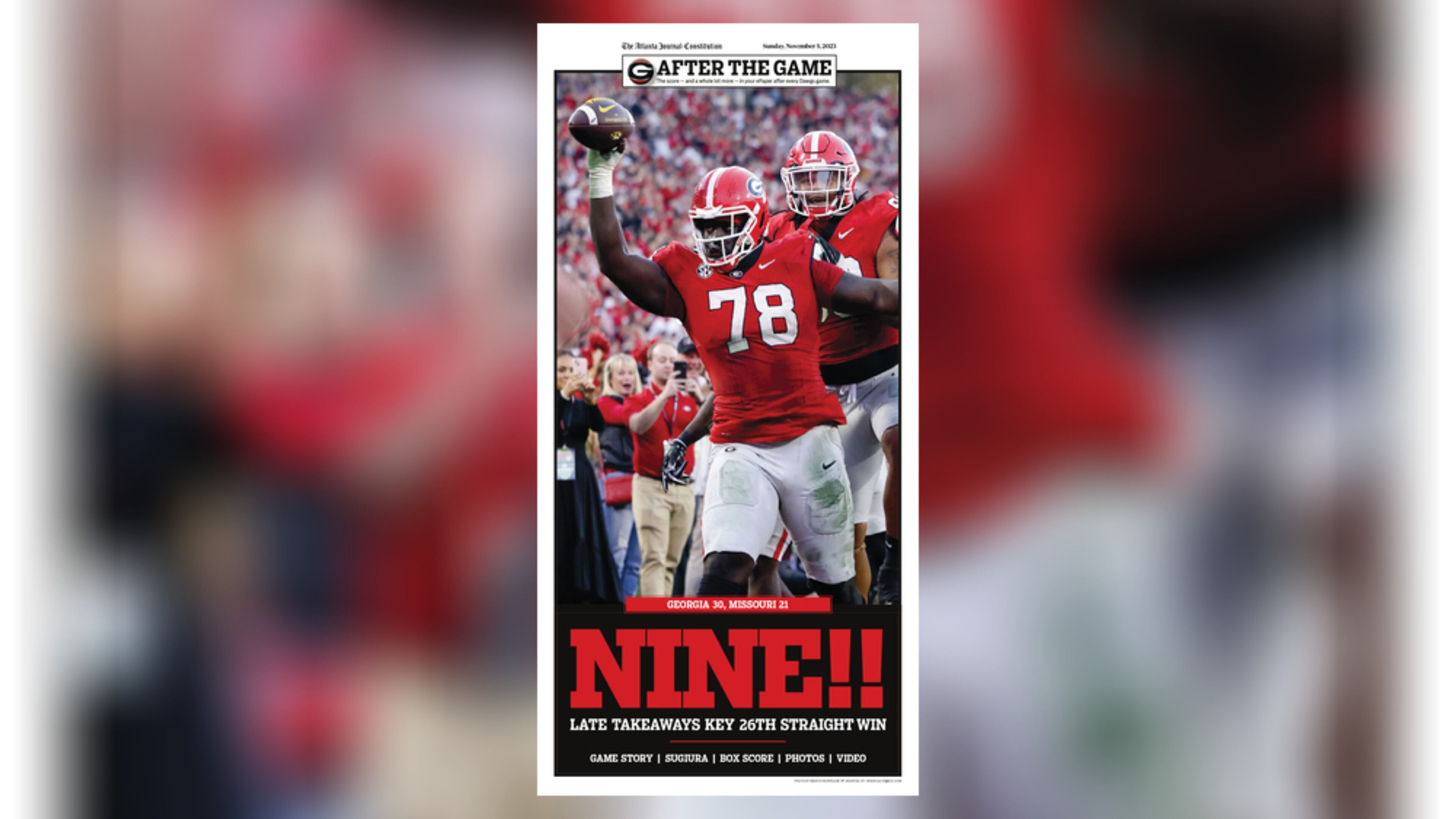 After the Game section on Georgia Bulldogs in The Atlanta Journal-Constitution ePaper, Sunday, Nov. 5, 2023.
