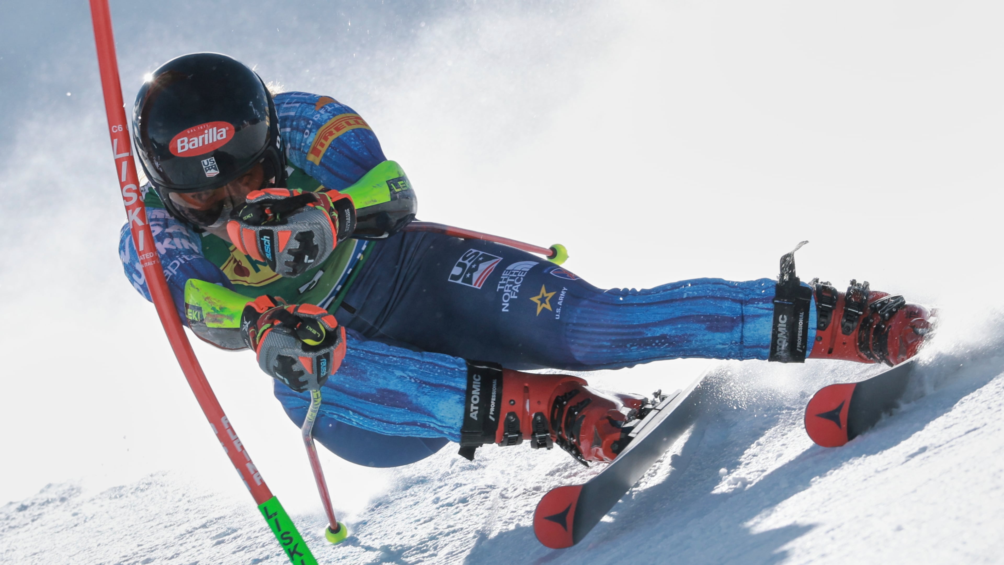 United States' Mikaela Shiffrin competes in an alpine ski, women's World Cup giant slalom, in Soelden, Austria, Saturday, Oct. 24, 2026. (AP Photo/Alessandro Trovati)