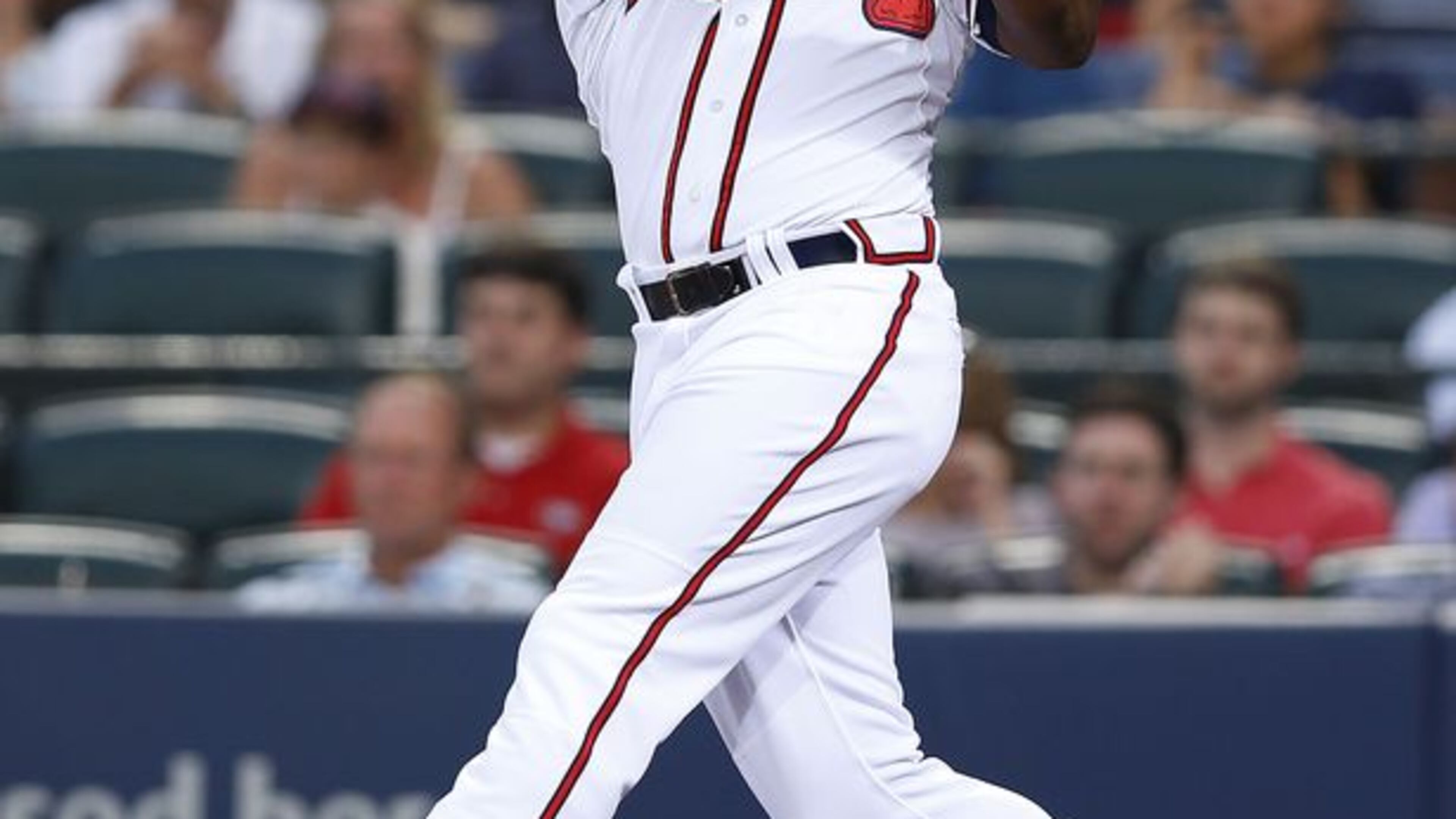 Justin Upton hit this homer in the series opener against Oakland on Friday, part of his torrid homestand. The Braves need him to keep it going on the 10-game road trip that starts Monday at Pittsburgh.
