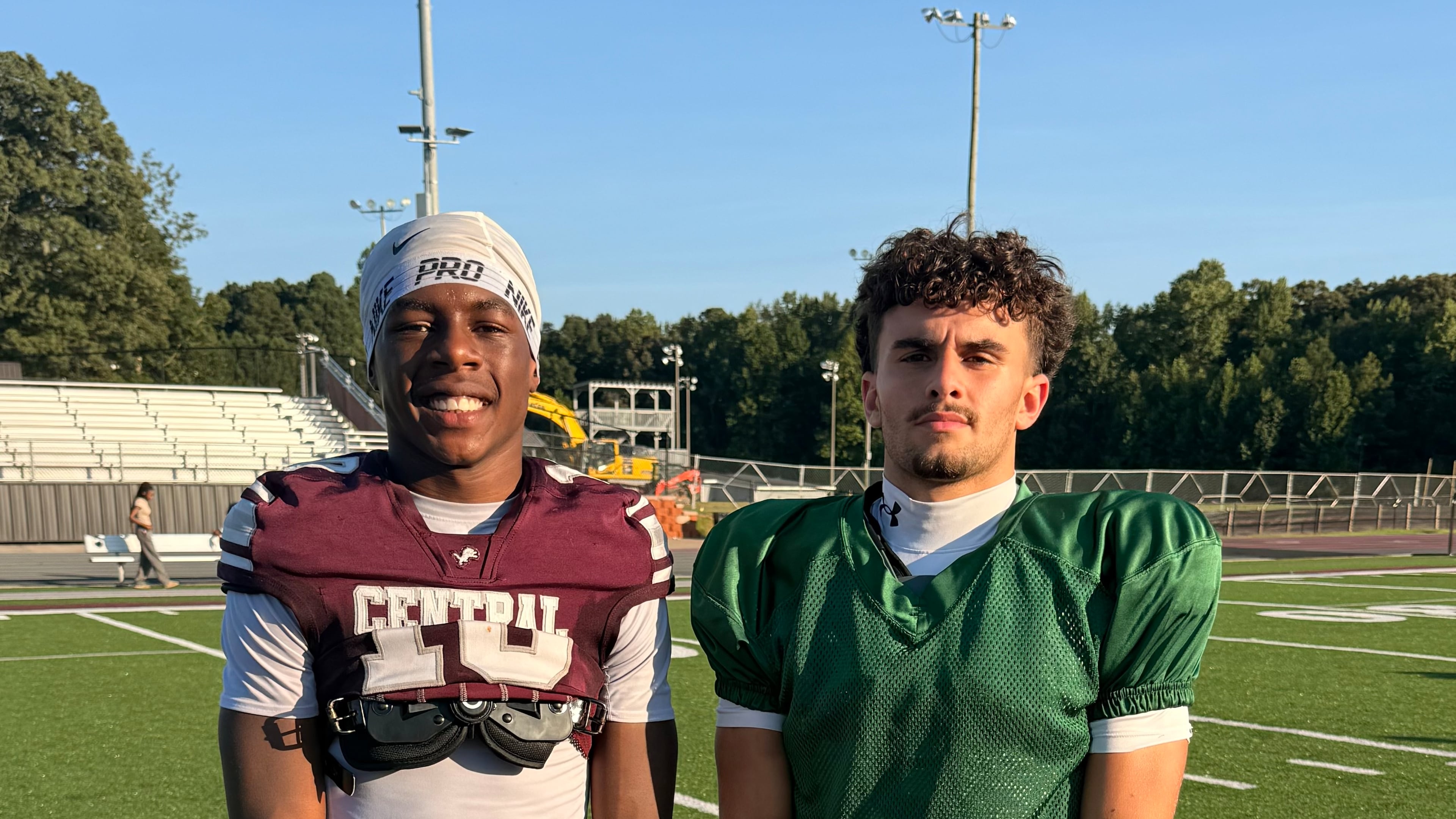 Central of Carrollton sophomore receiver Jordan Kendrix (left) and senior quarterback JR Harris had two record-breaking performances on Friday, Sept. 4, 2026. (Courtesy of Umbrah Brown)