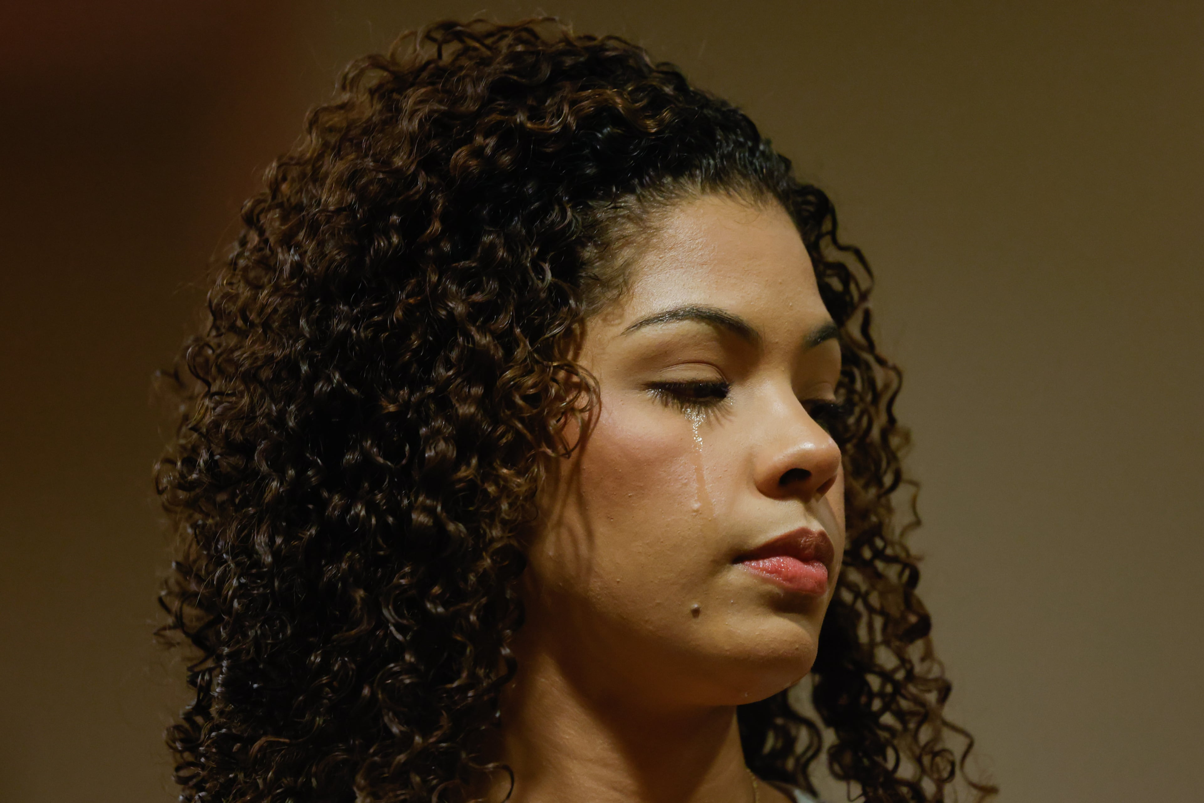 Lilianah Ahmed, sister of Mason Schermerhorn, walks away after testifying during the plea hearing for Colt Gray at Barrow County Superior Court on Friday, July 24, 2026, in Winder. Students Christian Angulo and Schermerhorn, along with teachers Ana Cristina Irimie and Richard Aspinwall, were killed in the Apalachee High School shooting. (Arvin Temkar/AJC)