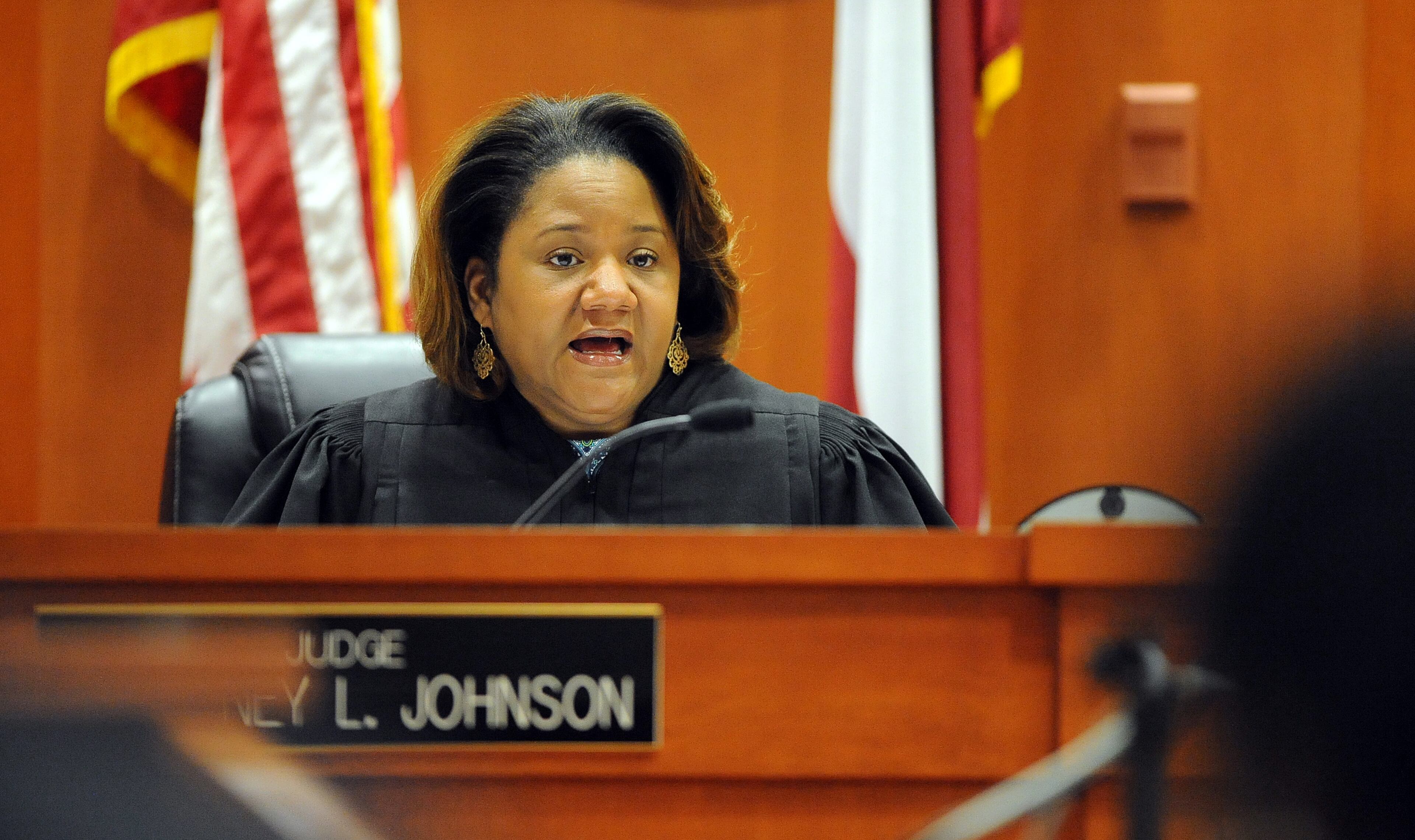 UPDATE: On July 1, Burrell Ellis was found guilty on three counts of perjury and one count of attempt to extort out of nine total counts against him. June 30 -- DeKalb Superior Court Judge Courtney L. Johnson responds to a question from the jury as deliberations continue for a fifth day in the retrial of embattled DeKalb CEO Burrell Ellis before Superior Court Judge Courtney Johnson Monday, June 30, 2015.