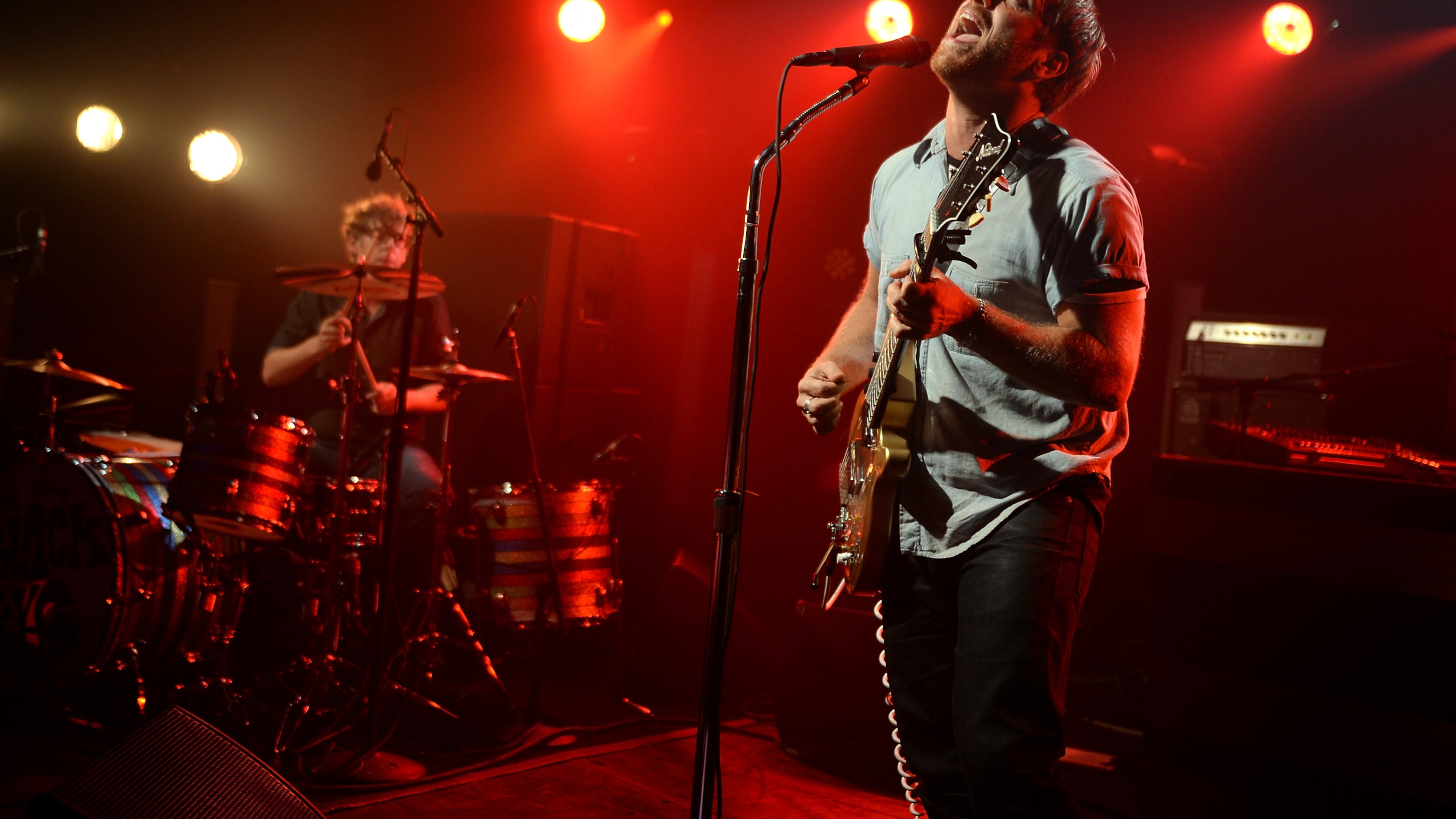 NEW YORK, NY - JUNE 09: Drummer Patrick Carney and singer Dan Auerbach of The Black Keys perform onstage during the iHeartRadio LIVE performance and Q&A with The Black Keys at iHeartRadio Theater on June 9, 2015 in New York City. (Photo by Stephen Lovekin/Getty Images for iHeart Radio)