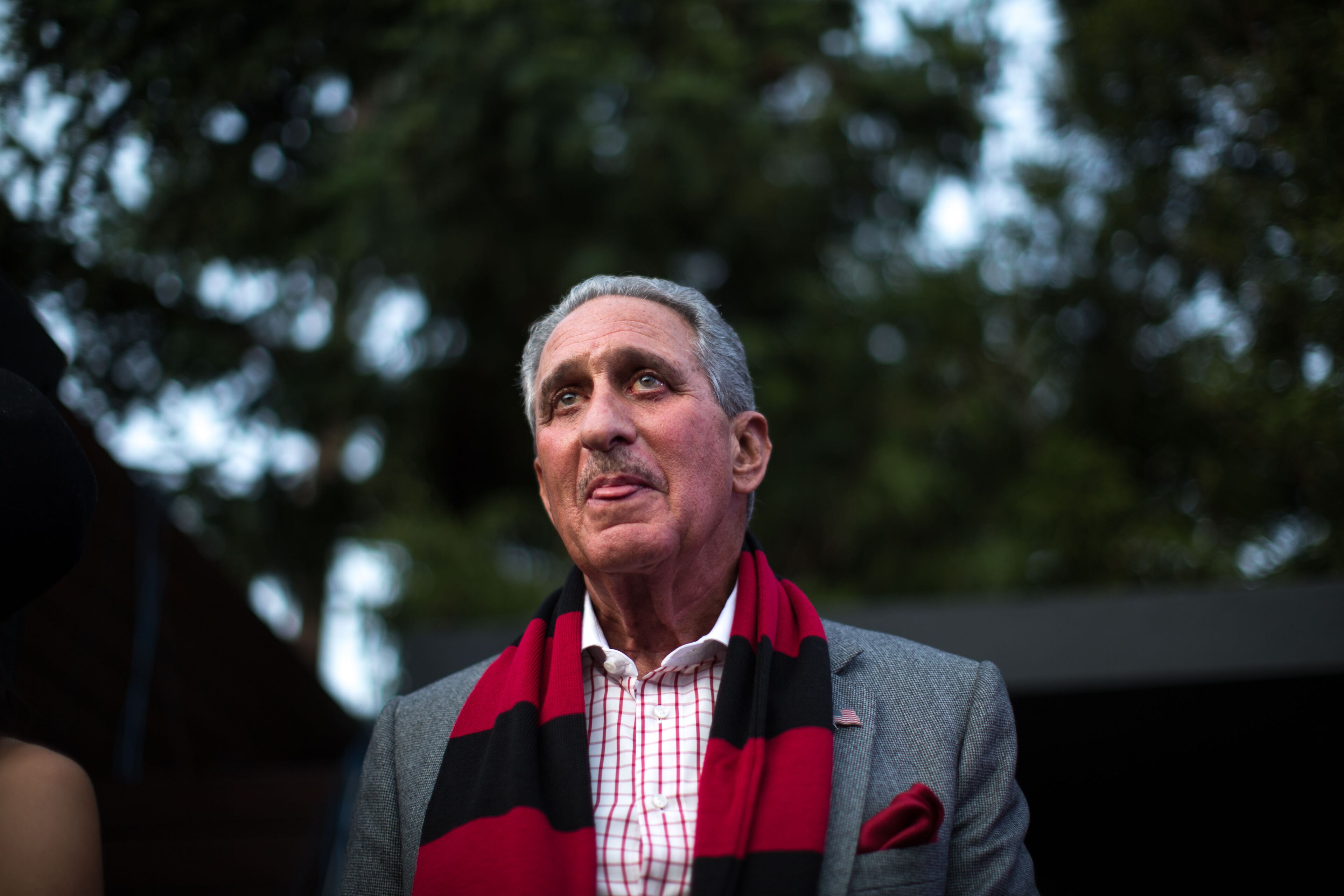 Atlanta Falcons owner Arthur Blank attends a party at which Atlanta United FC was announced as the name of an MLS soccer expansion team, Tuesday, July 7, 2015, in Atlanta. The team is scheduled to begin to play in 2017 at the city's new retractable-roof stadium. (AP Photo/Branden Camp)