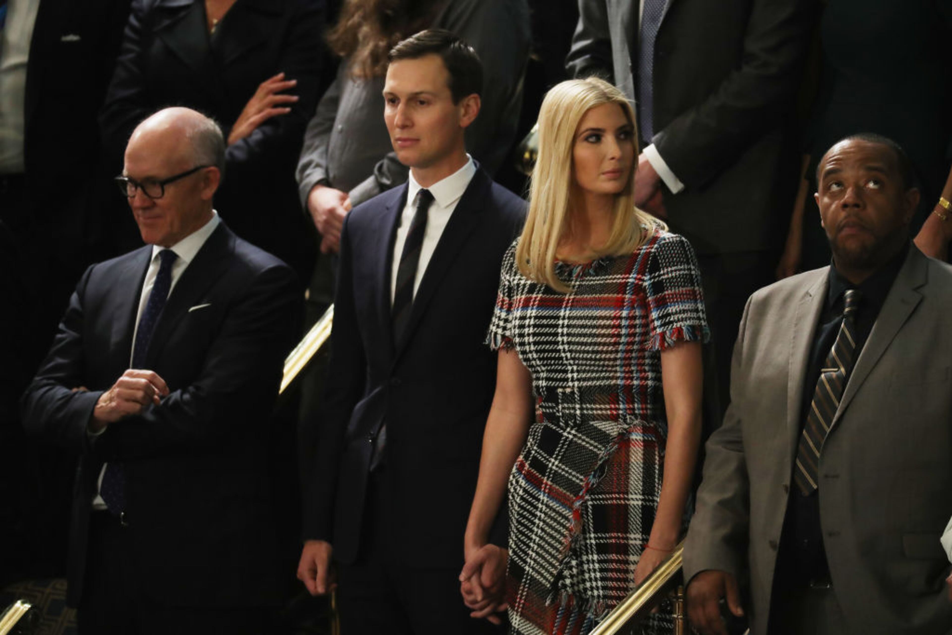 WASHINGTON, DC - JANUARY 30: Jared Kusner and Ivanka Trump attend the State of the Union address in the chamber of the U.S. House of Representatives January 30, 2018 in Washington, DC. This is the first State of the Union address given by U.S. President Donald Trump and his second joint-session address to Congress. (Photo by Chip Somodevilla/Getty Images)
