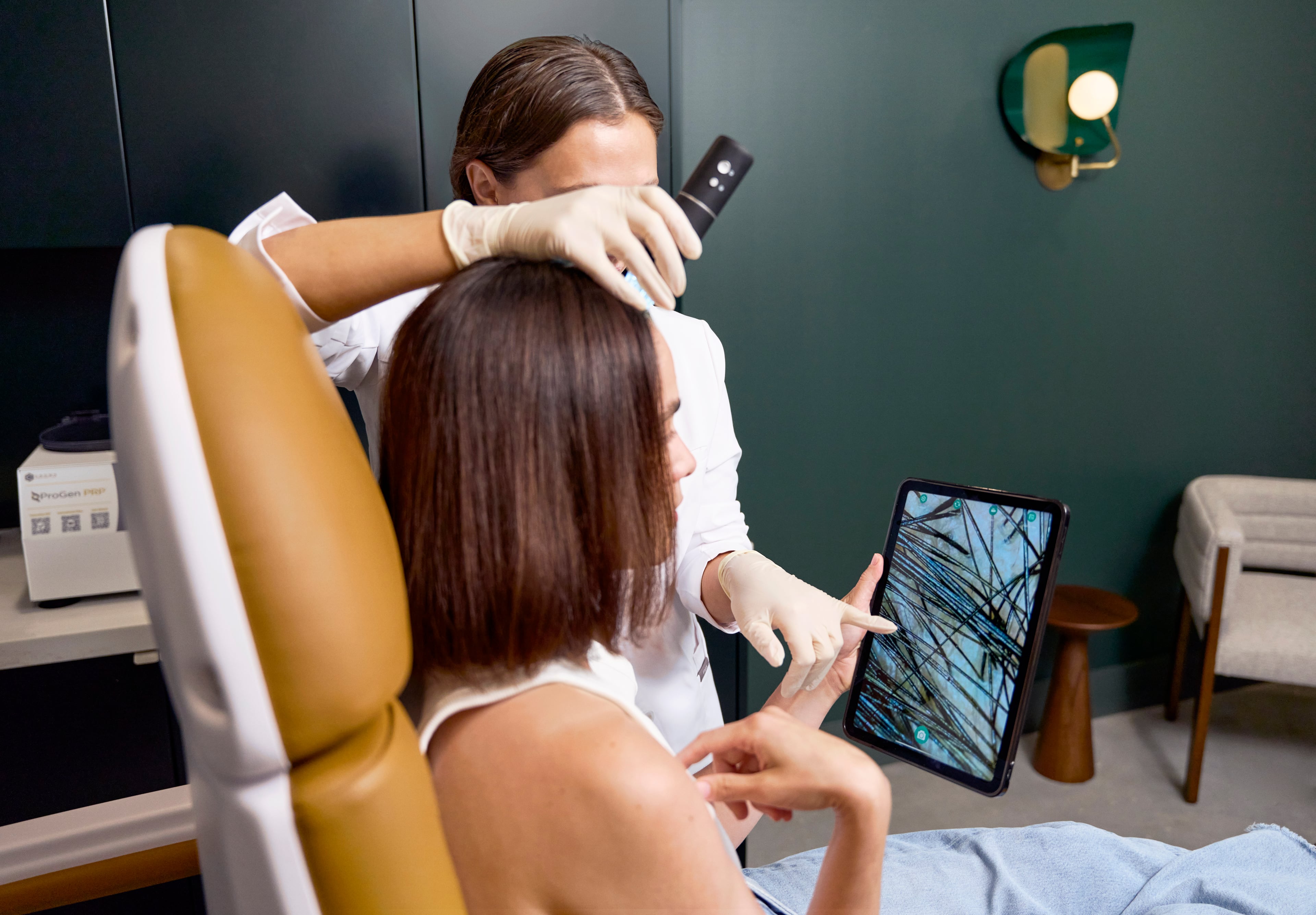 A scalp analysis at Great Many helps identify thinning, spacing and dormant follicles as part of a personalized treatment plan. (Photo courtesy of Great Many)