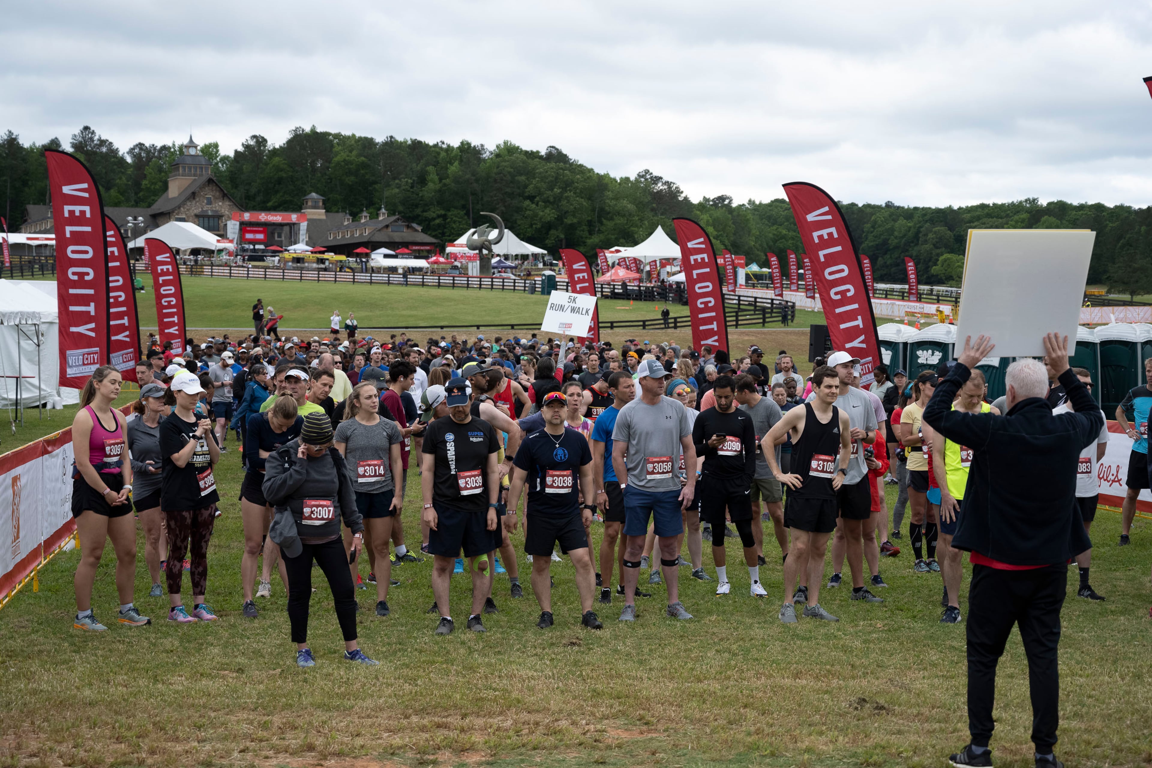 Runners and walkers prepare for the 5K run.