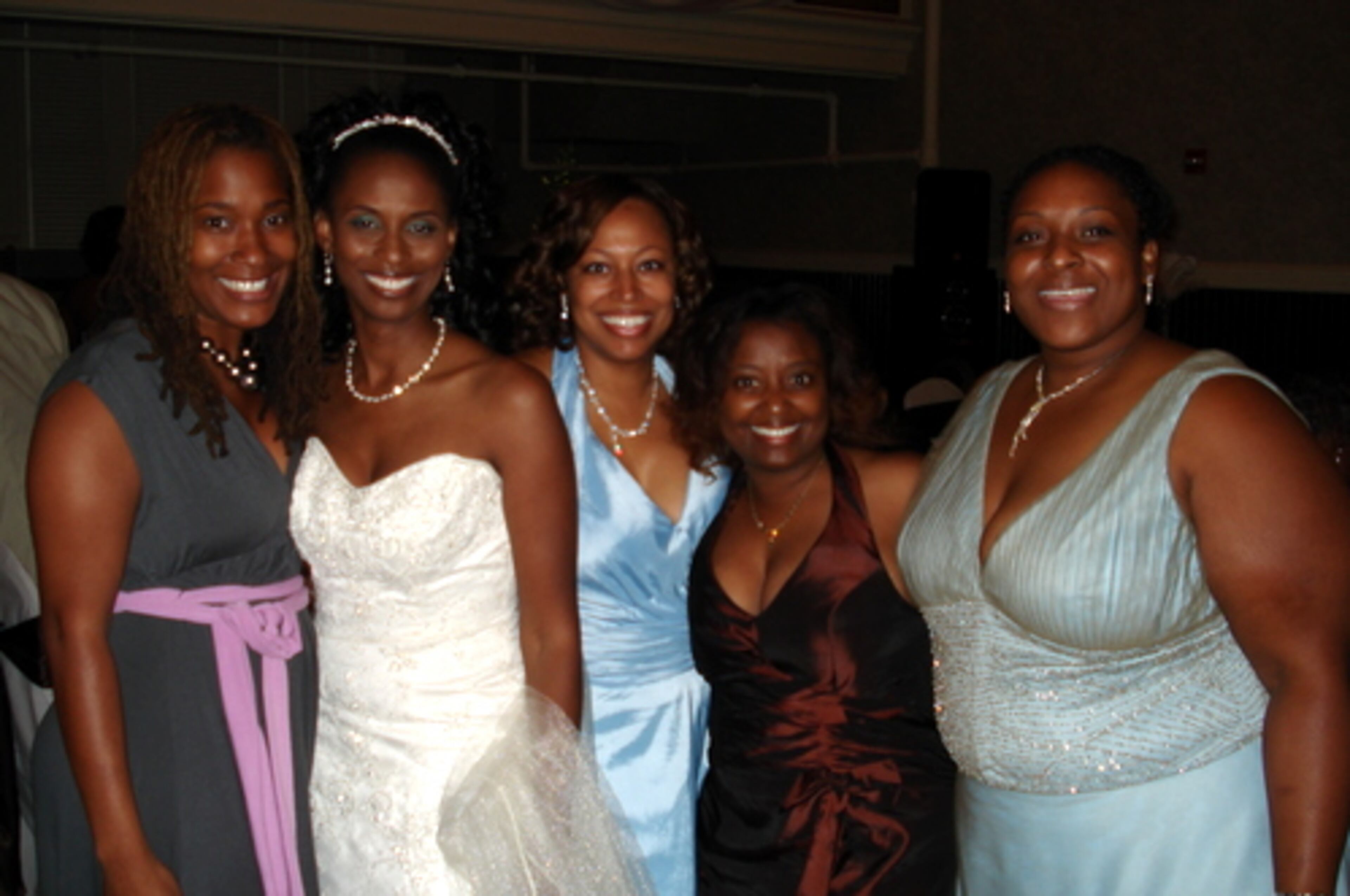 UGA girlfriends Sharlonne, Stephanie, Sheila, Amanda and Christy at Stephanie and Charles' wedding in Macon.