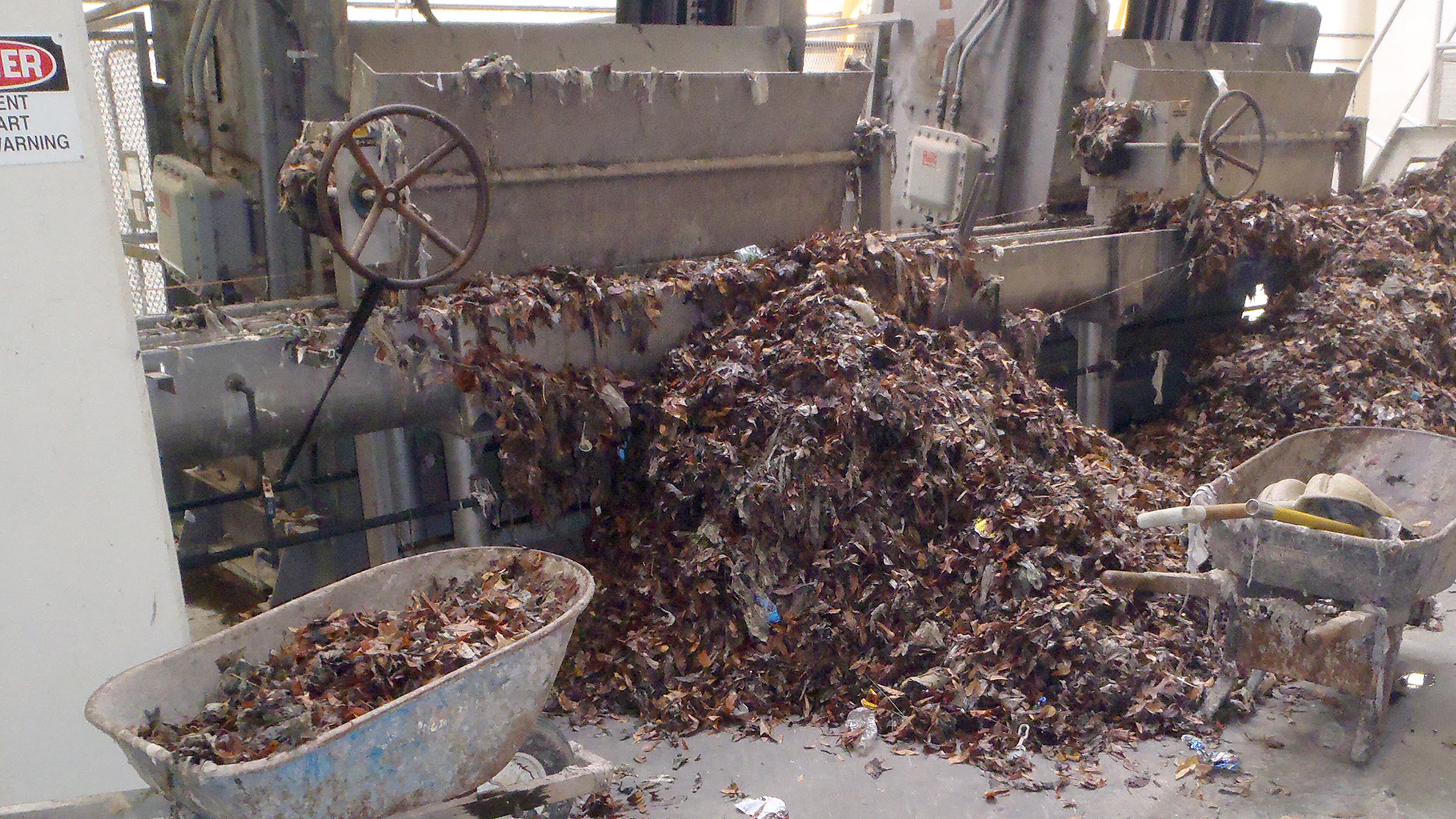 Piles of disposable wipes like these, pulled from the sewage-treatment machinery at the R.M. Clayton Water Reclamation Center, cost Atlanta Watershed Management ratepayers millions of dollars in clogs and damaged equipment.