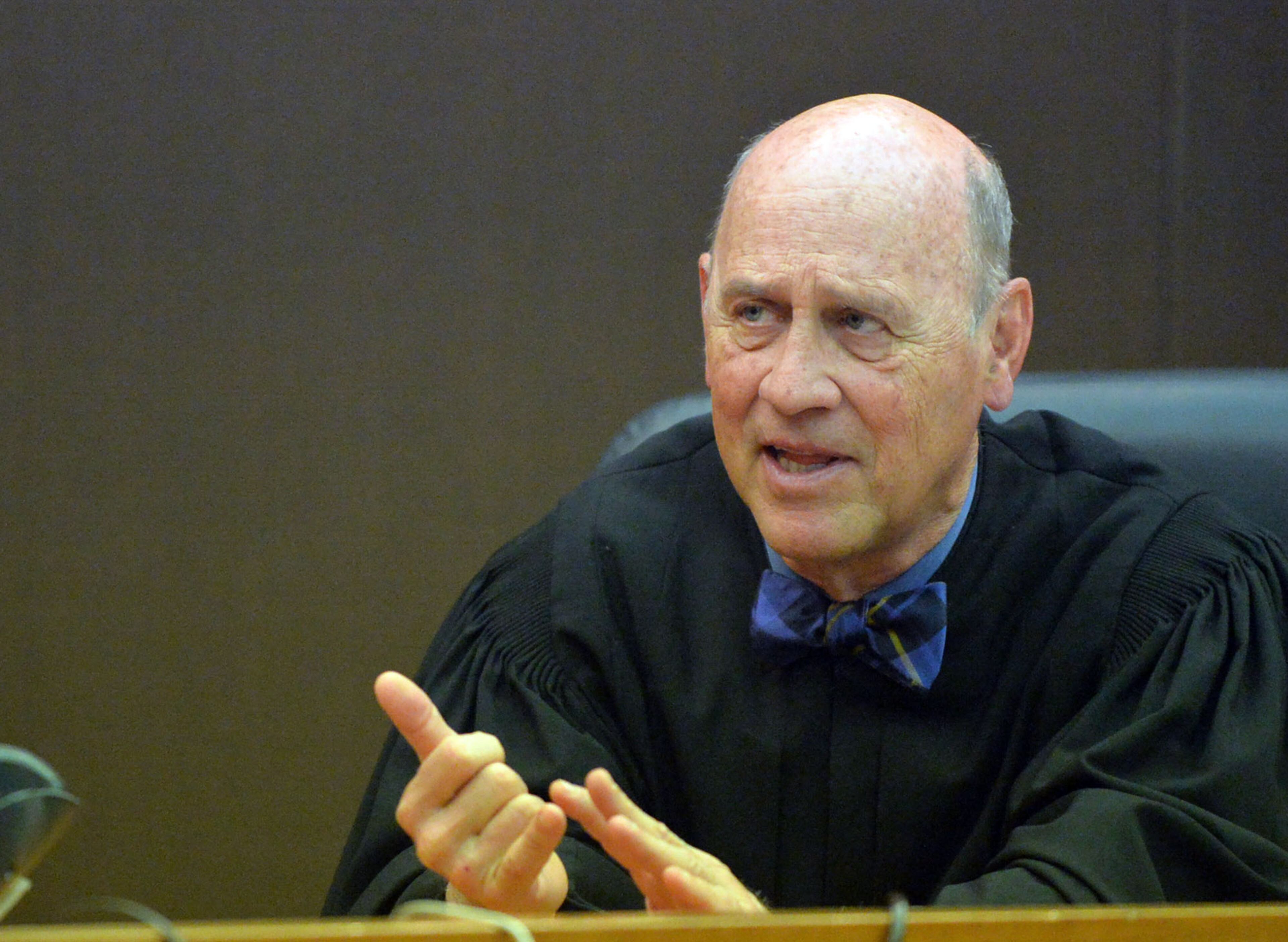 Fulton County Superior Court Judge Jerry Baxter gives a response to a jury question on evidence Wednesday in the Atlanta Public Schools test-cheating trial. (Atlanta Journal-Constitution, Kent D. Johnson, Pool)