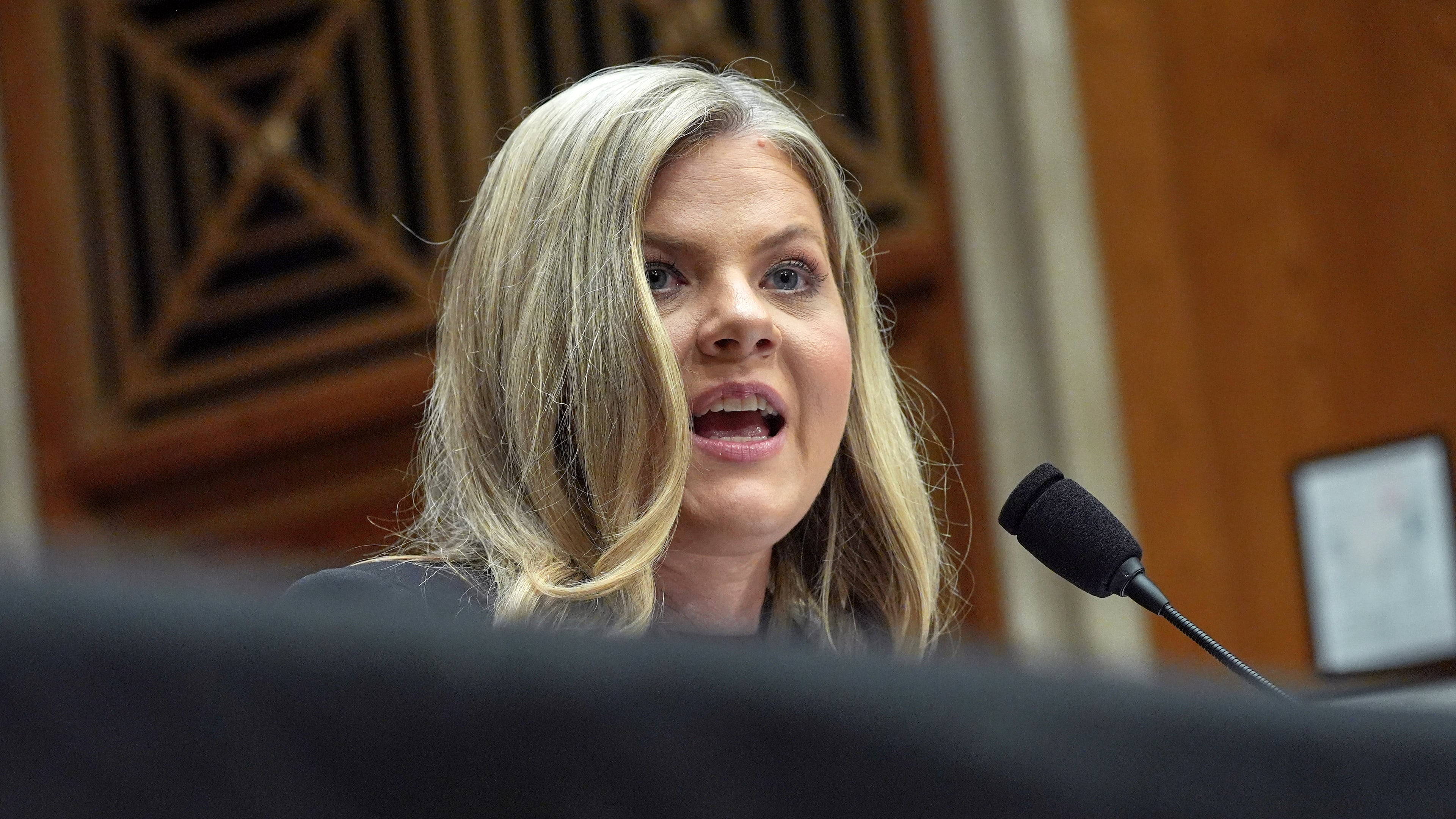 Heidi Overton testifies during her nomination to be Commissioner of Food and Drugs at the Senate Health, Education, Labor, and Pensions (HELP) Committee on Capitol Hill, Thursday, Sept. 24, 2026, in Washington. (AP Photo/Mariam Zuhaib)