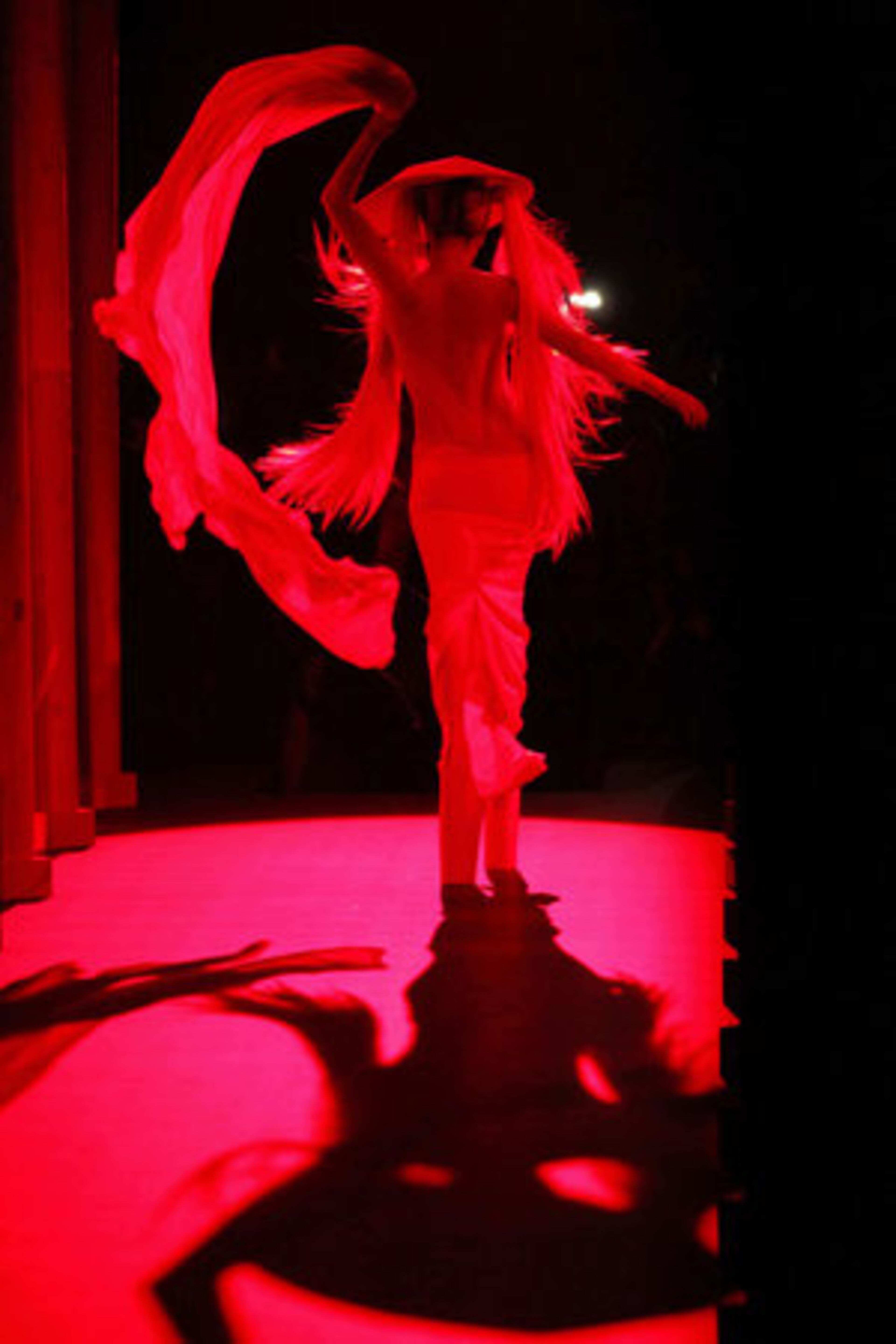 Lady Gaga rips off an element of the dress she presents on the runway.