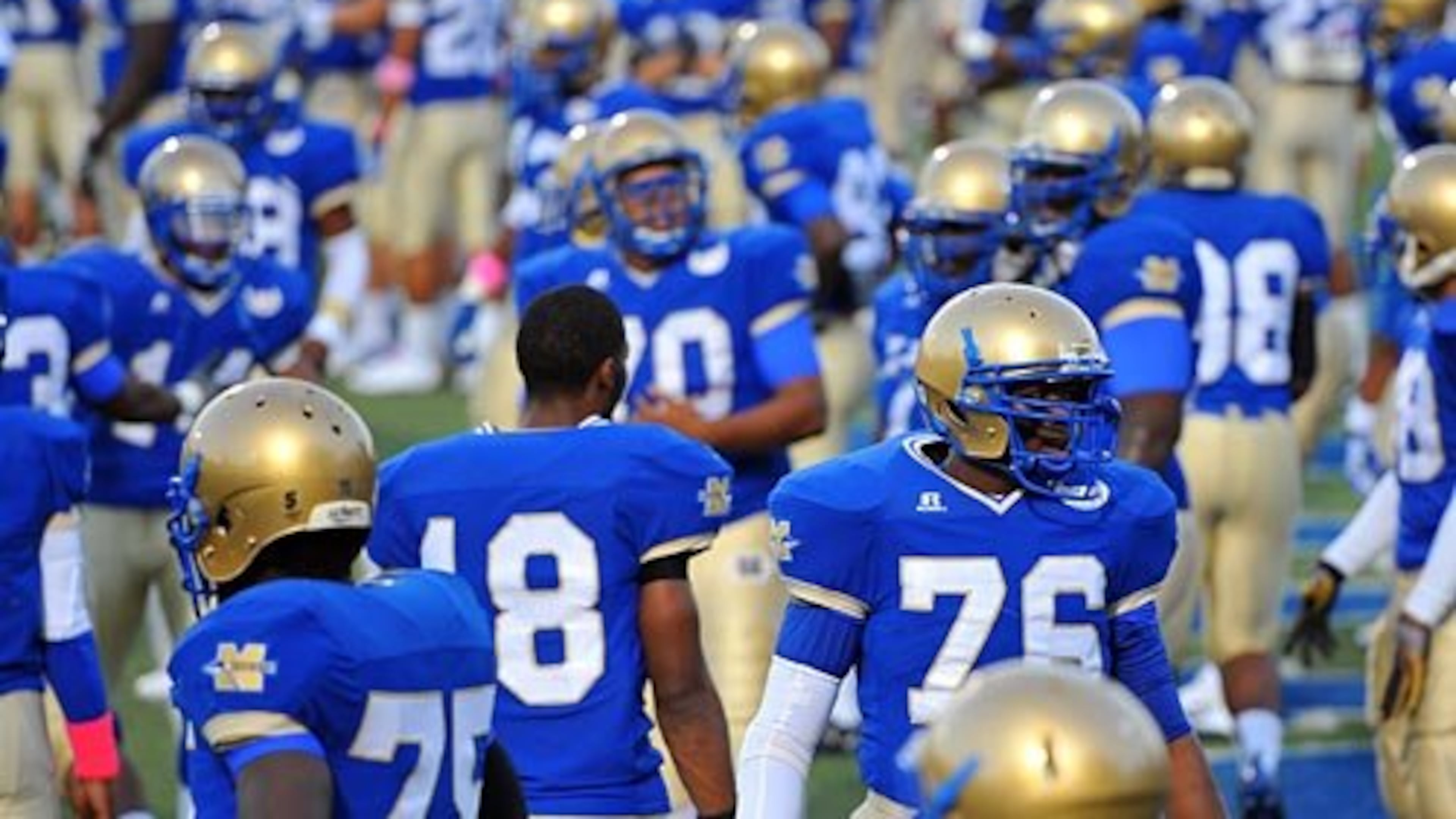 It's a sea of blue as McEachern takes the home field to battle Hillgrove Friday, Oct. 7, 2011.