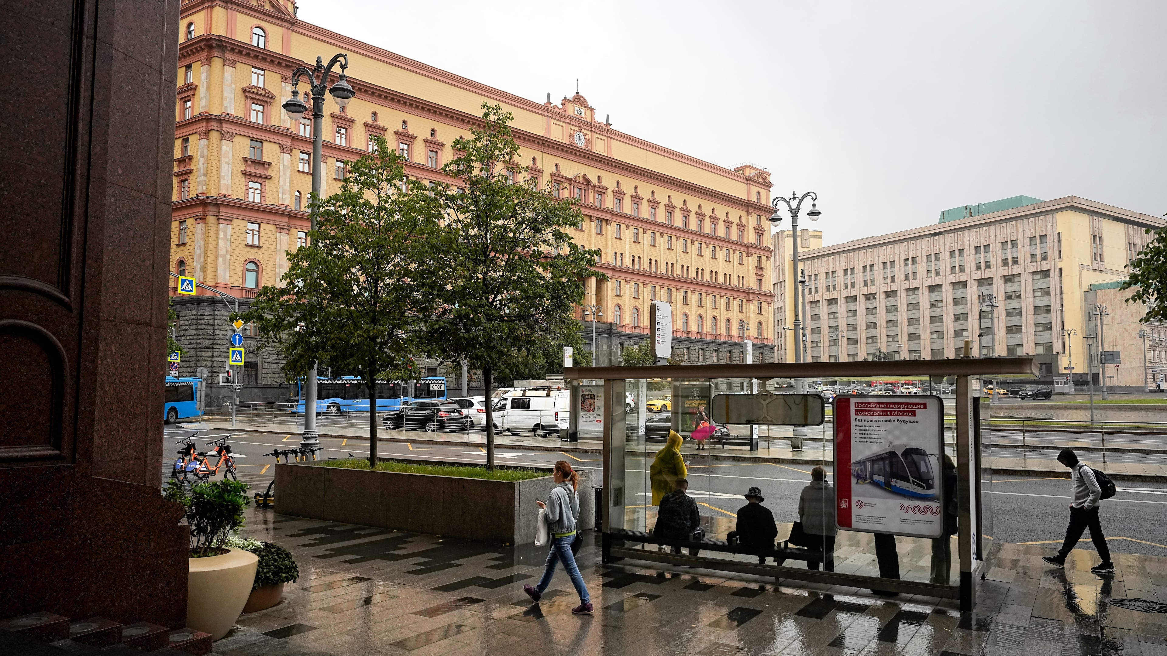FILE - A view of Lubyanskaya Square with the historical the Federal Security Service (FSB) building, left, in Moscow, Russia, on July 12, 2023. (AP Photo, File)