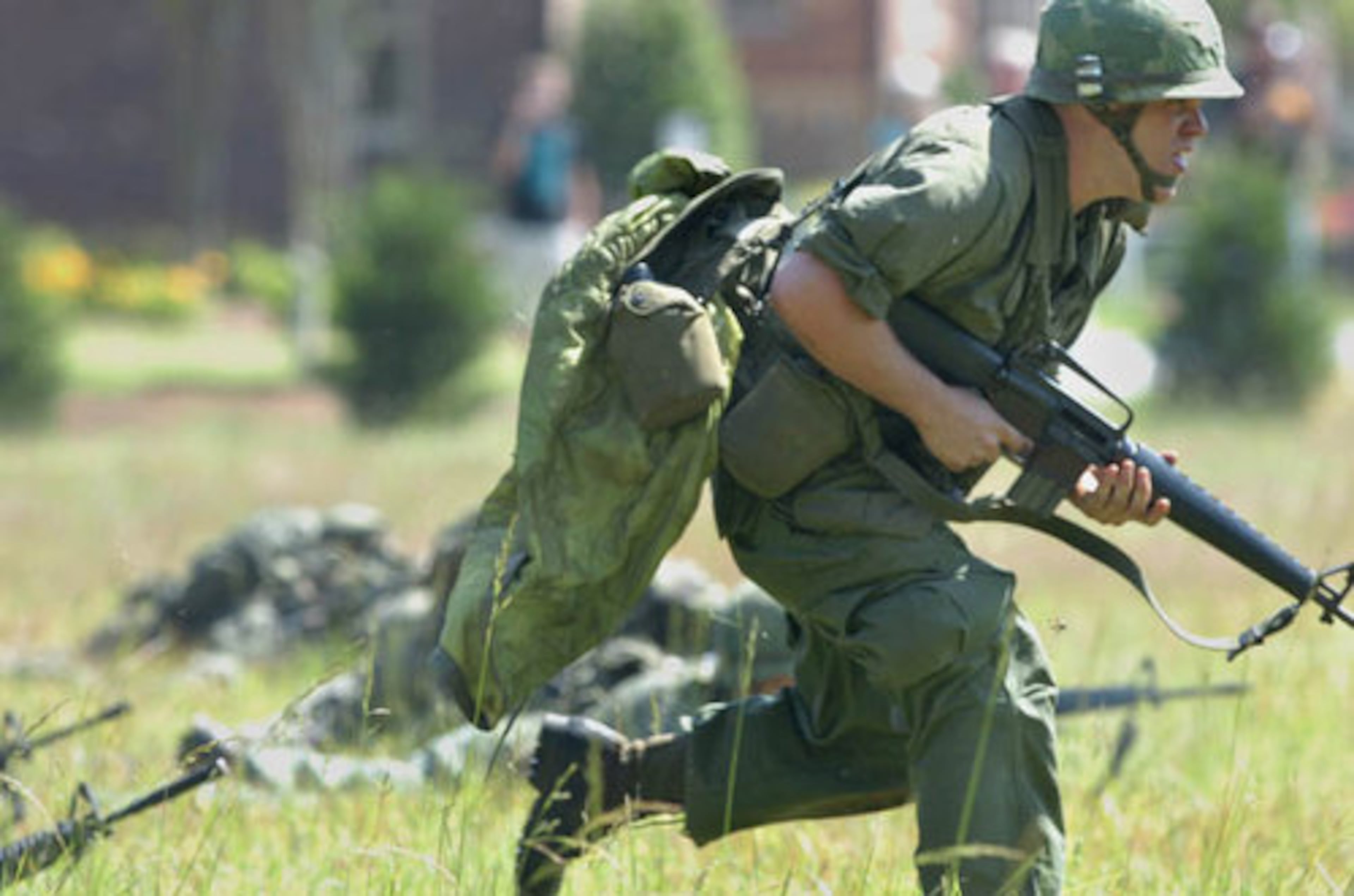 The reenactment was a tribute to American soldiers.