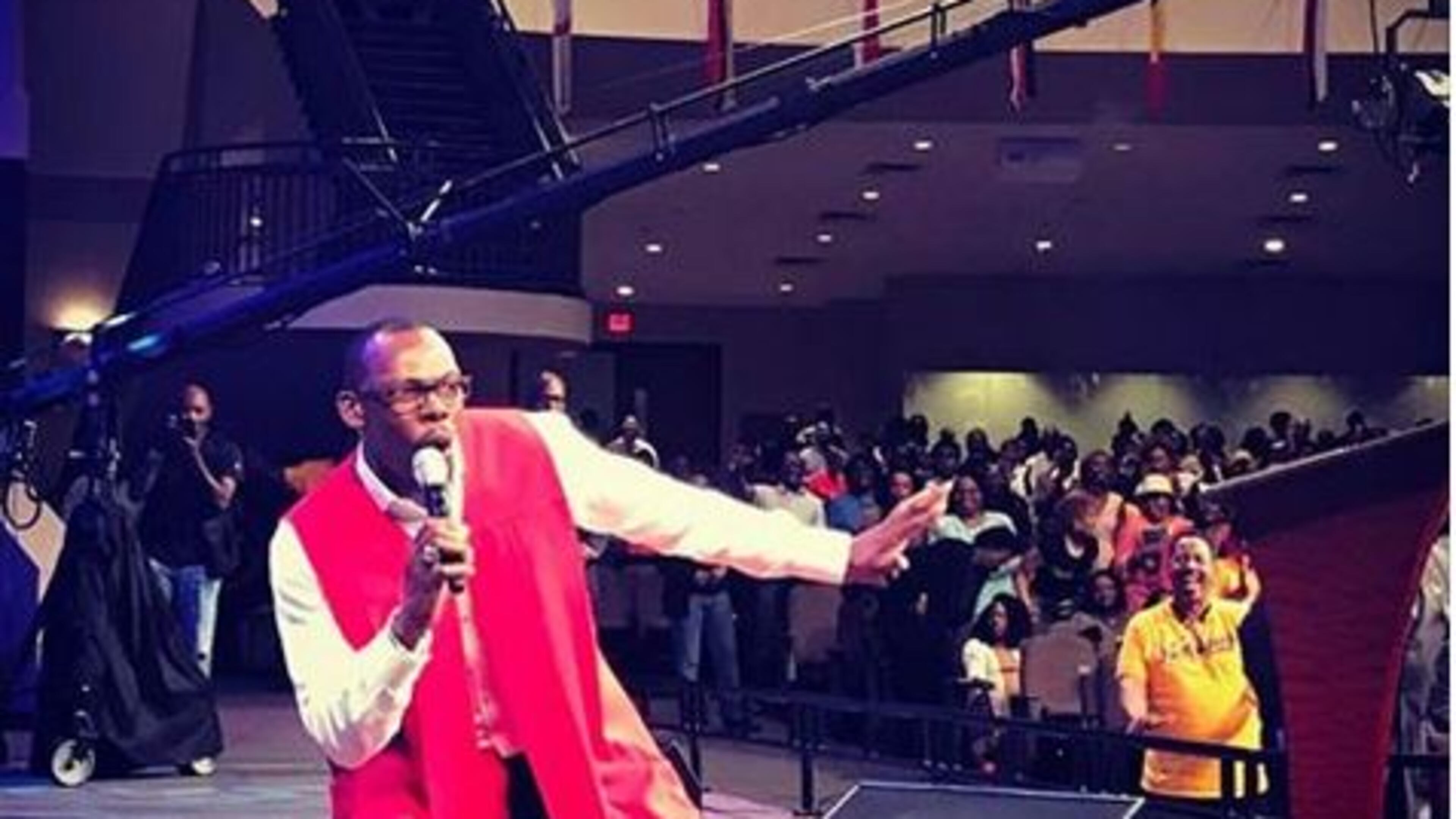 Bishop Stephen David talks about the resurrection of Christ during last Sunday's service and breaks out in a praise dance.