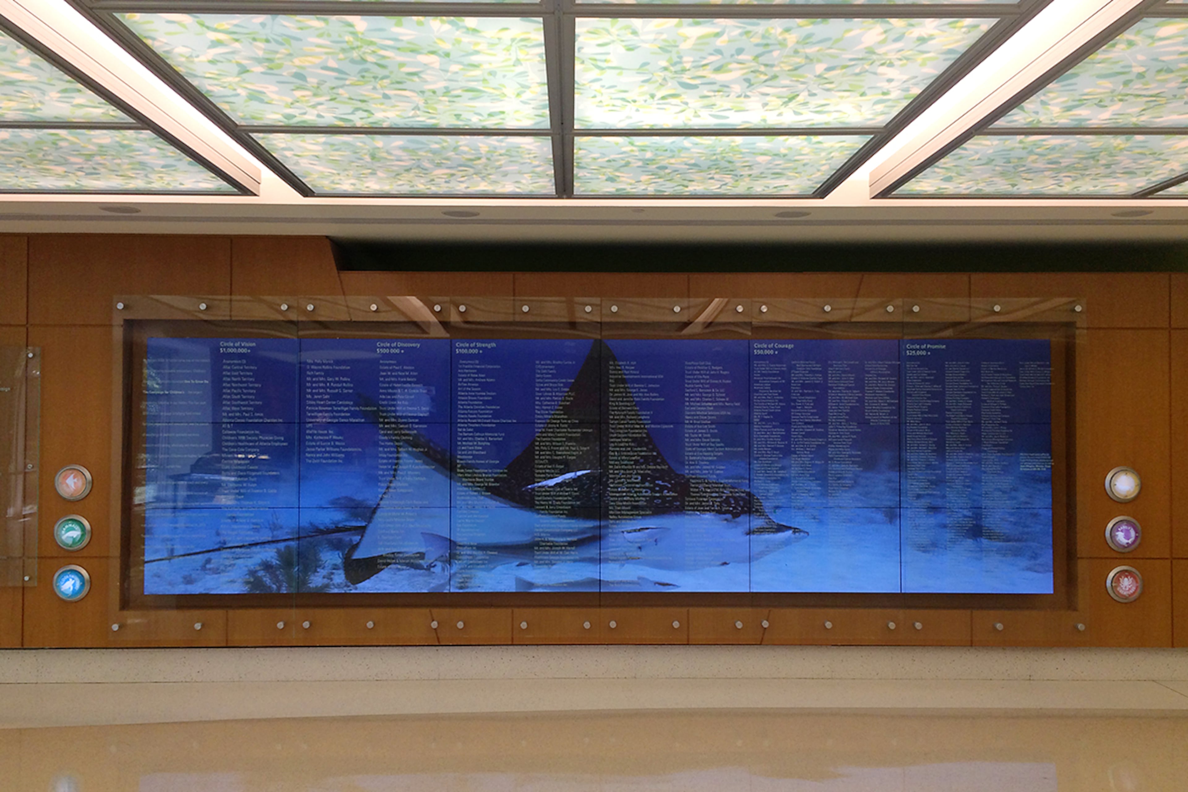 Children's Hospital of Atlanta at Egleston features a large interactive video aquarium.