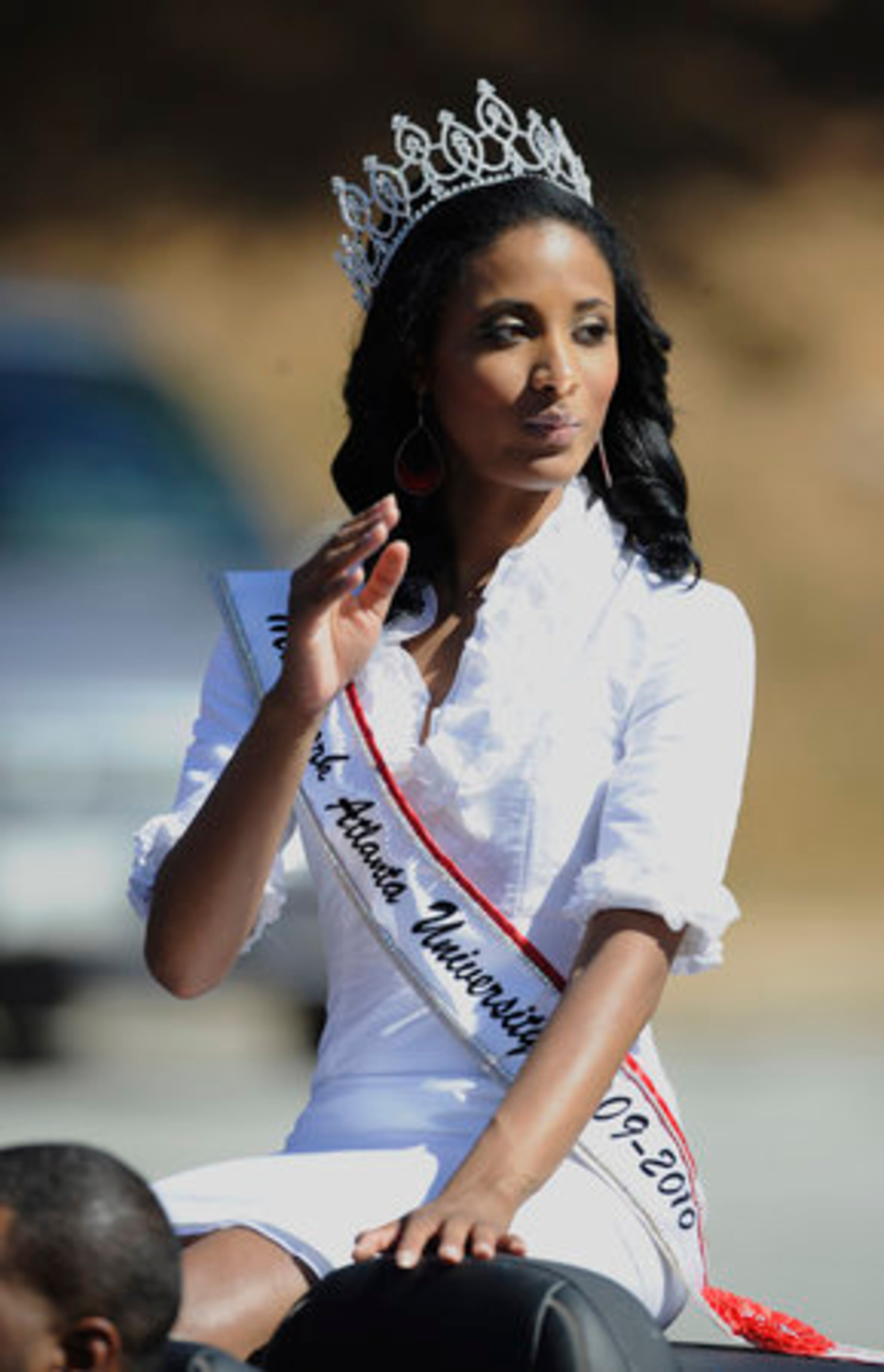 Clark Atlanta celebrated homecoming Saturday by hosting Kentucky State. Miss Clark Atlanta Megan Holston waves to the crowd.