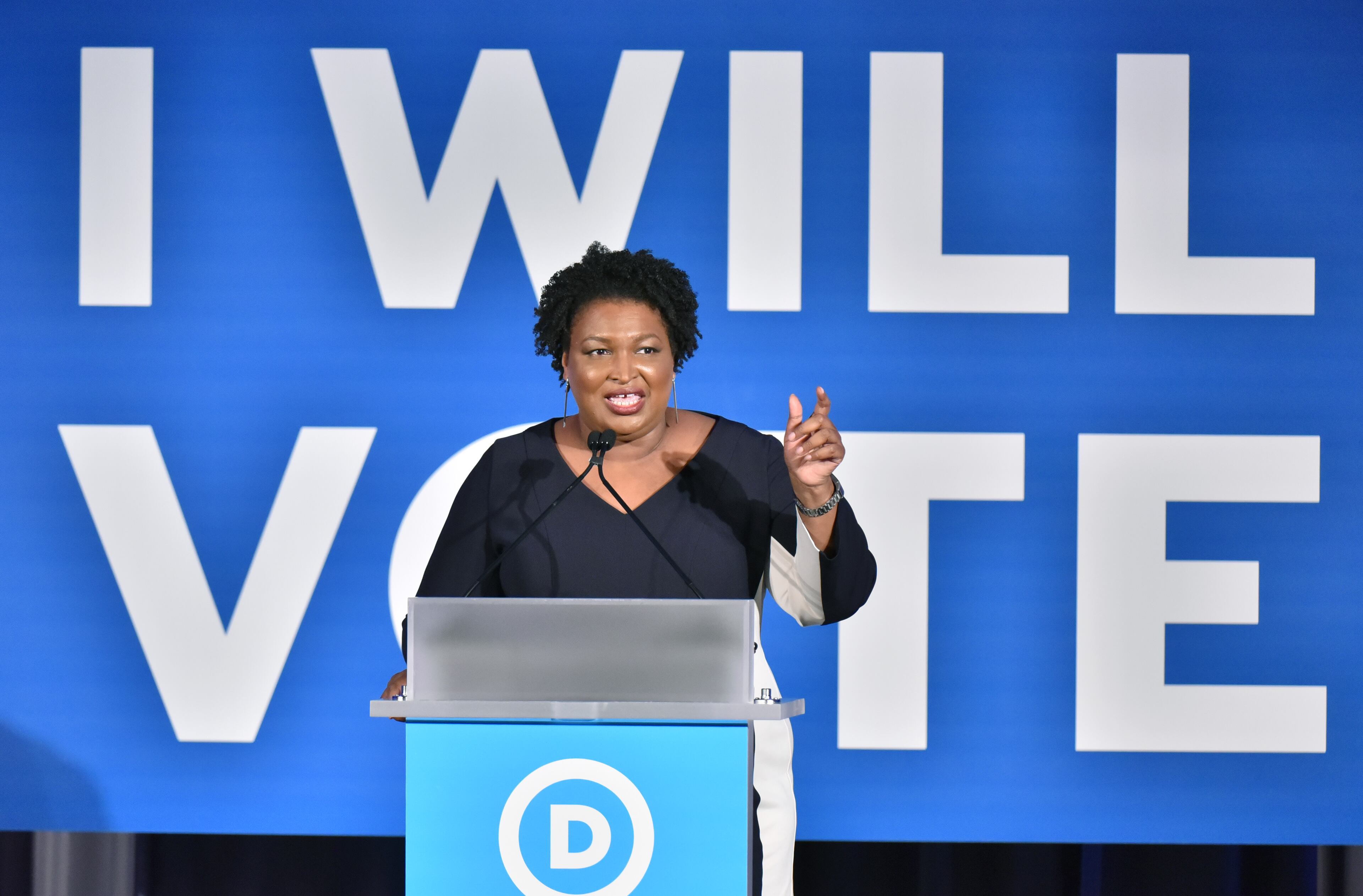 June 6, 2019 Atlanta - Stacey Abrams speaks during the DNC's IWillVote Gala at Flourish Atlanta on Thursday, June 6, 2019. White House hopefuls court Georgia: Presidential candidates swarmed Atlanta on Thursday for a convention geared at African-American strategists and a joint fundraiser featuring four of the best known Democratic contenders on the same stage. HYOSUB SHIN / HSHIN@AJC.COM