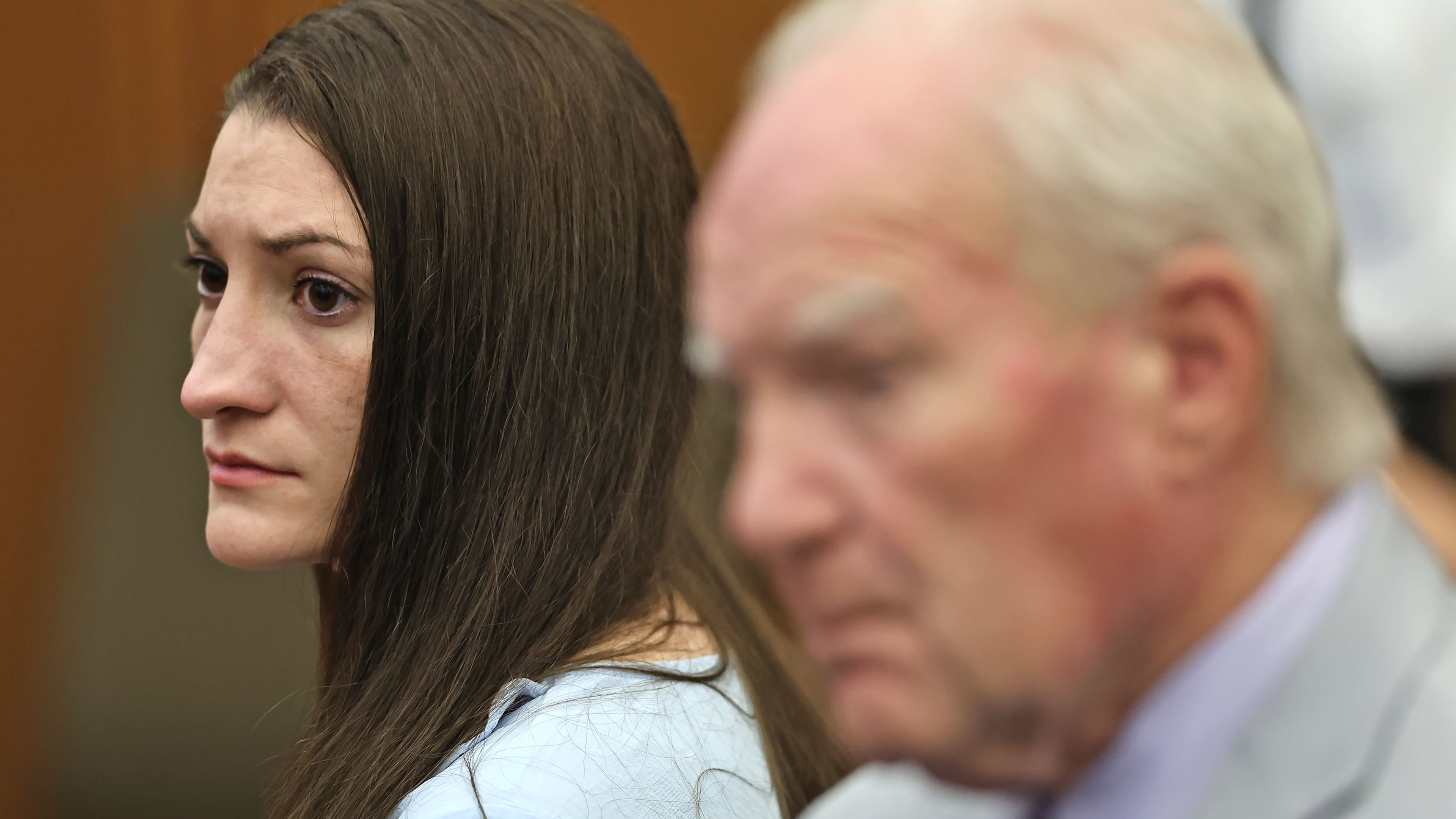 Lindsay Clancy and attorney Kevin Reddington watch as Judge William Sullivan tells the jury to keep discussing a possible verdict after jurors said for a second time they couldn't agree whether Lindsay Clancy was criminally responsible for killing her three children in 2023, Wednesday, Sept. 2, 2026, in Plymouth, Mass. (Greg Derr/The Patriot Ledger via AP, Pool)