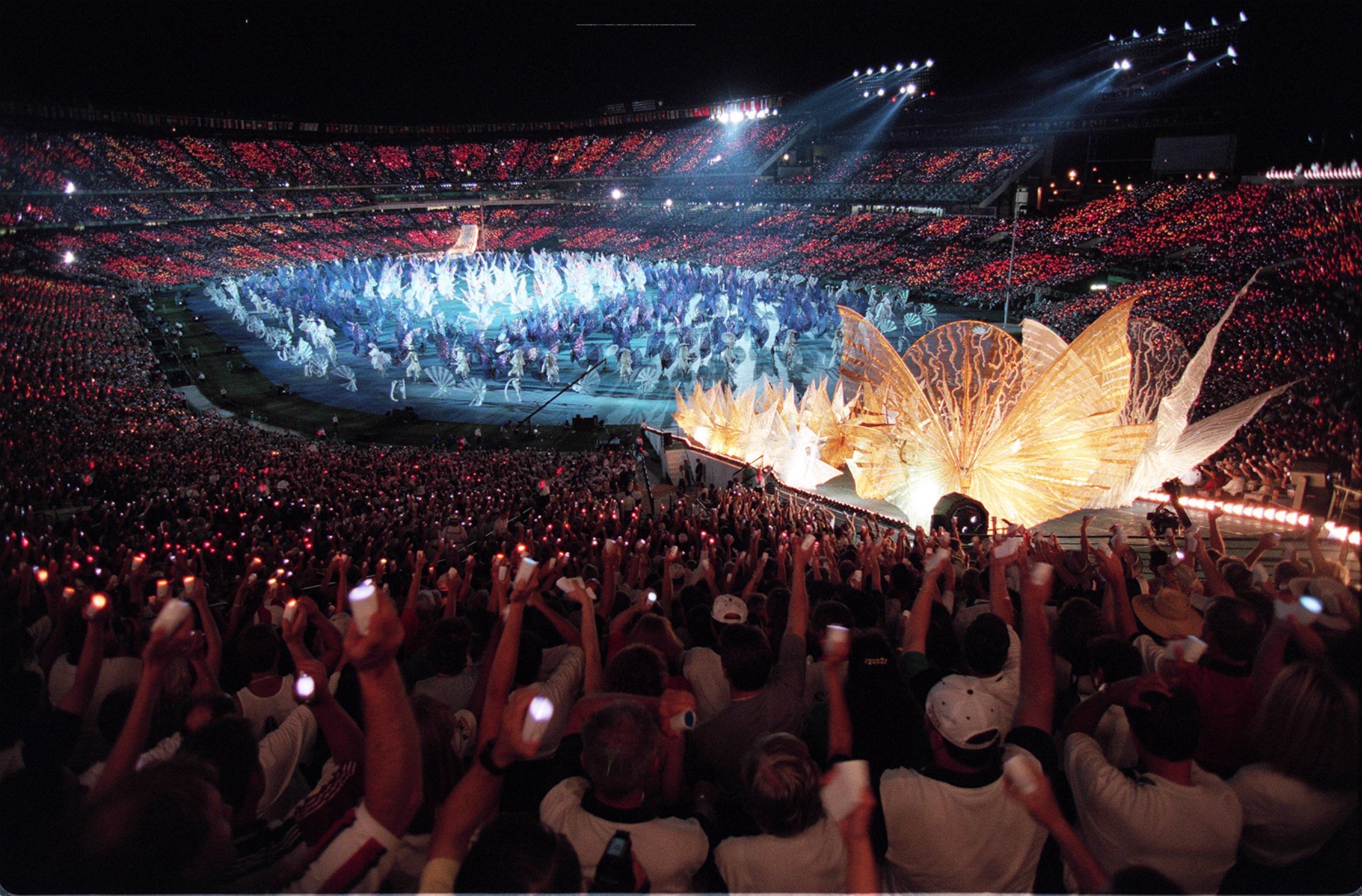 Part of the pageantry and color of opening ceremony Friday night, July 19, 1996. (Allen Eyestone/Cox News Service 1996)
