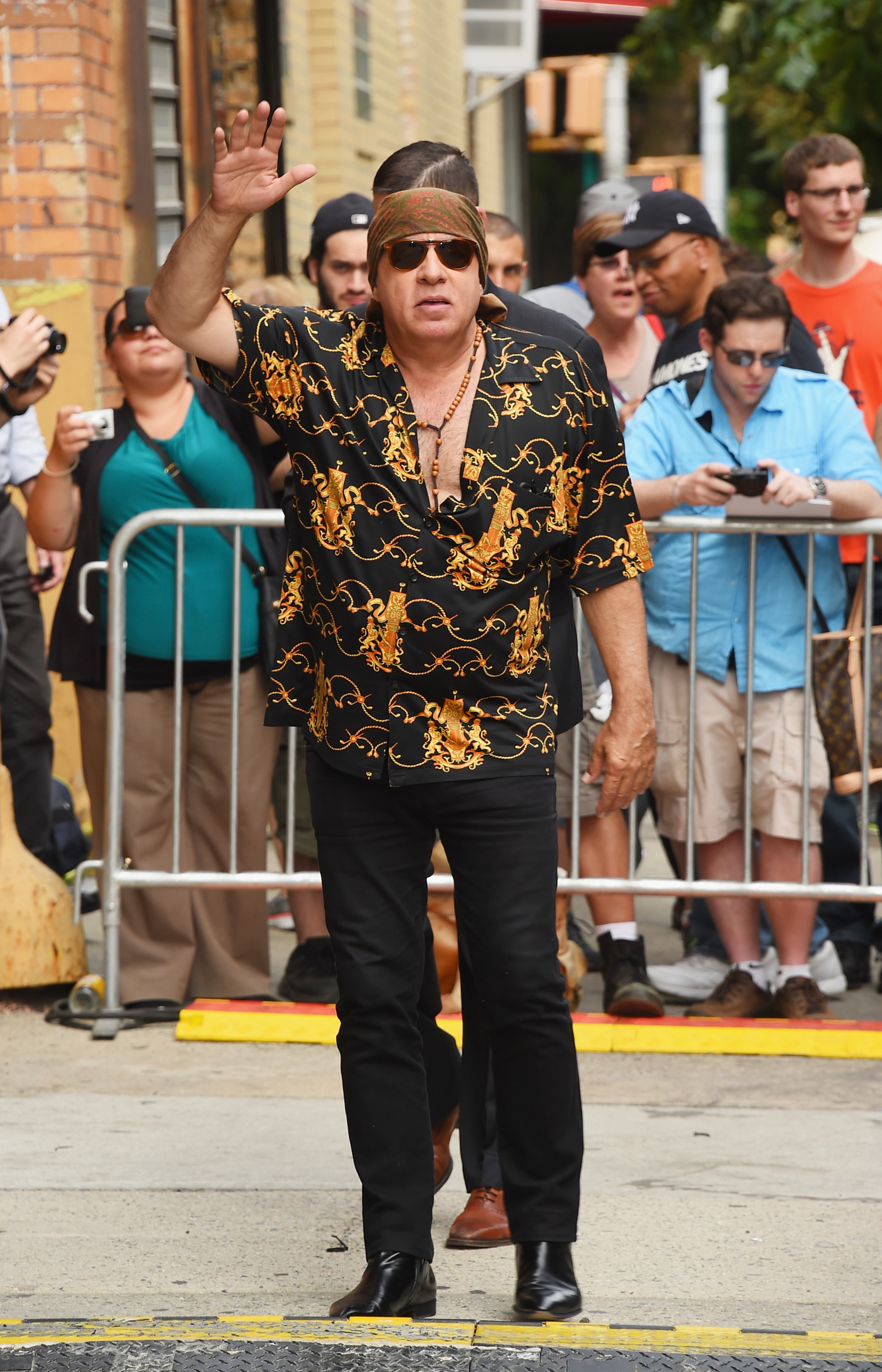 NEW YORK, NY - AUGUST 06: Actor/musician Steven Van Zandt arrives for the final taping of "The Daily Show With Jon Stewart" on August 6, 2015 in New York City. (Photo by Michael Loccisano/Getty Images)
