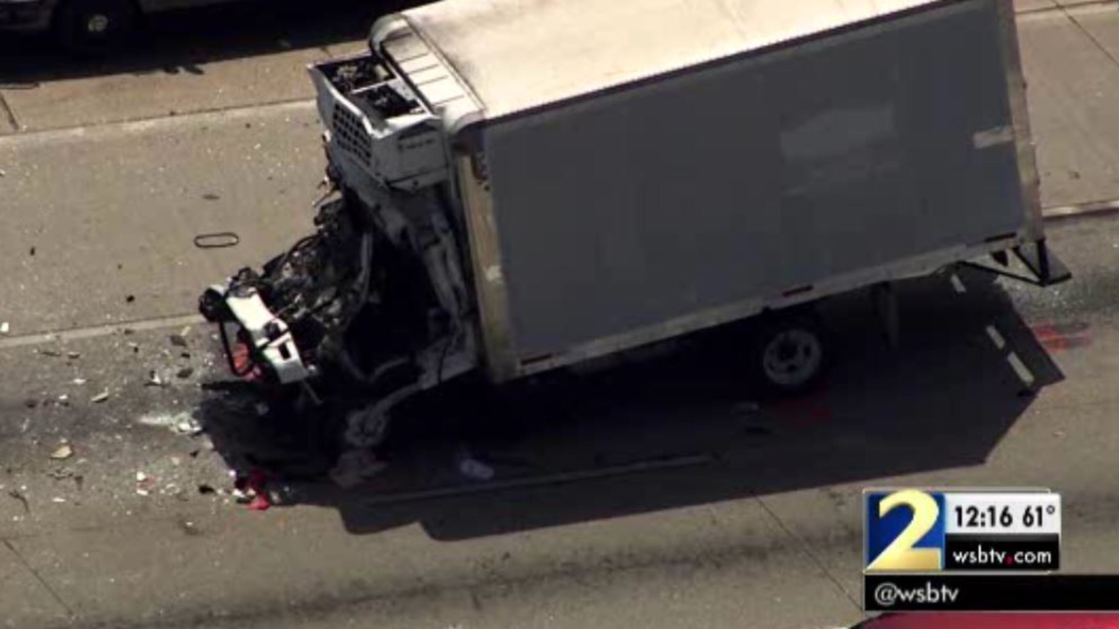 The driver of this truck was killed Wednesday in a crash on Ga. 316 in Barrow County. (Credit: Channel 2 Action News)