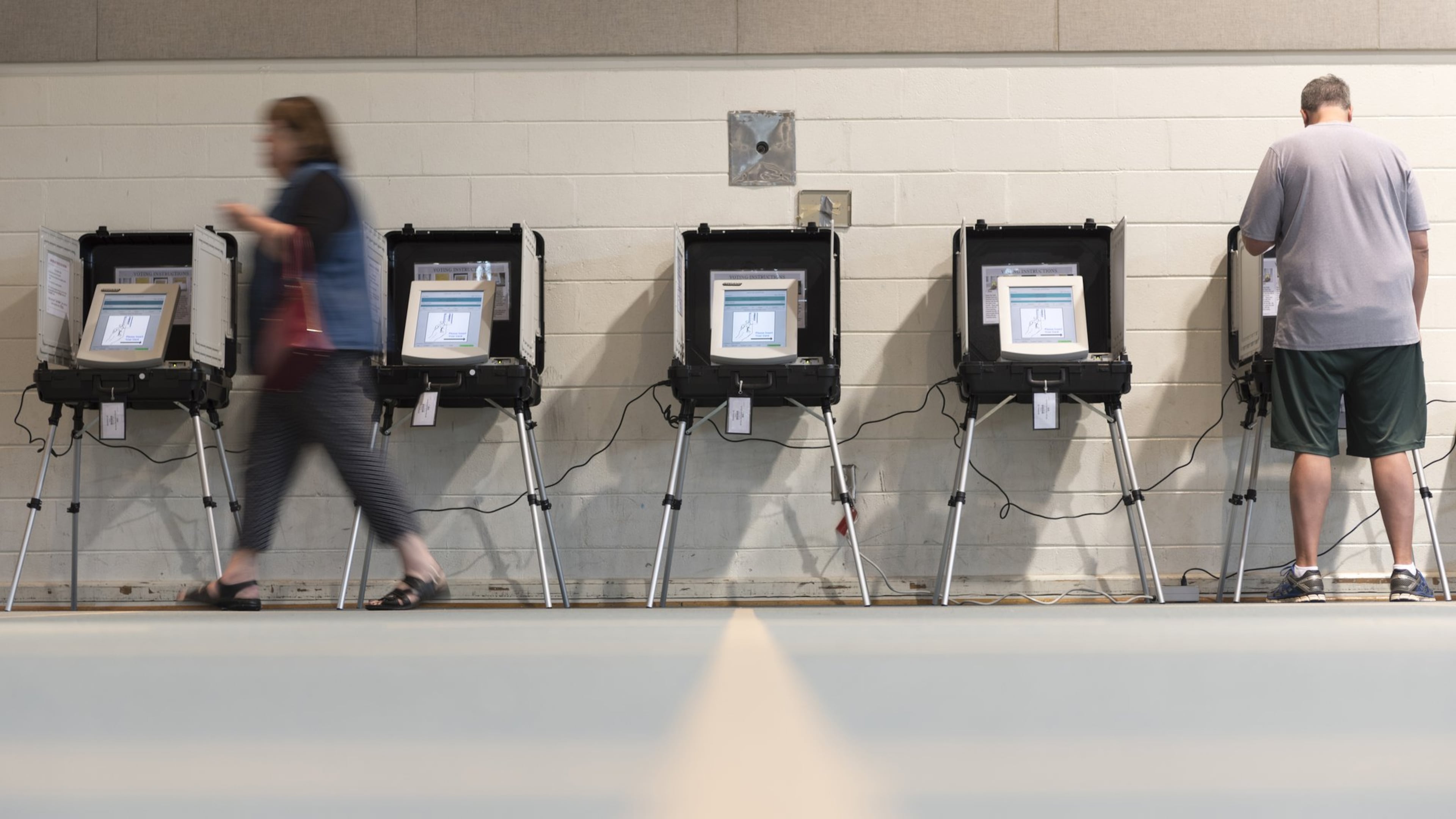 Voters cast their ballots at Mt. Zion United Methodist Church in Marietta, Georgia, on Tuesday, April 18, 2017. Cobb, Fulton and North DeKalb residents cast ballots today for the highly contested 6th Congressional District race. (DAVID BARNES / DAVID.BARNES@AJC.COM)