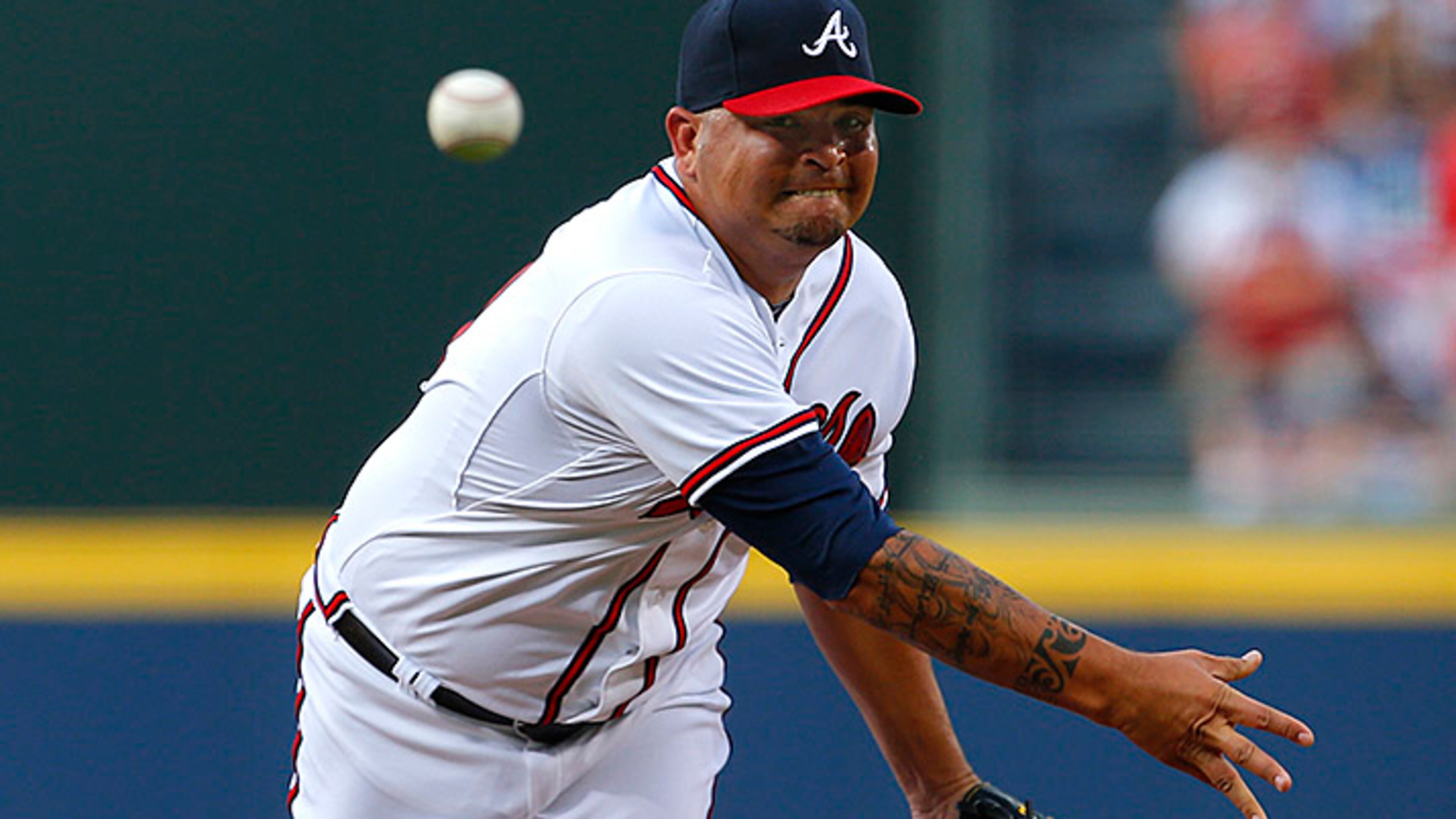 Atlanta Braves starting pitcher Williams Perez (61) delivers in the first inning of a baseball game against the Tampa Bay Rays Wednesday, May 20, 2015, in Atlanta. (AP Photo/Todd Kirkland)
