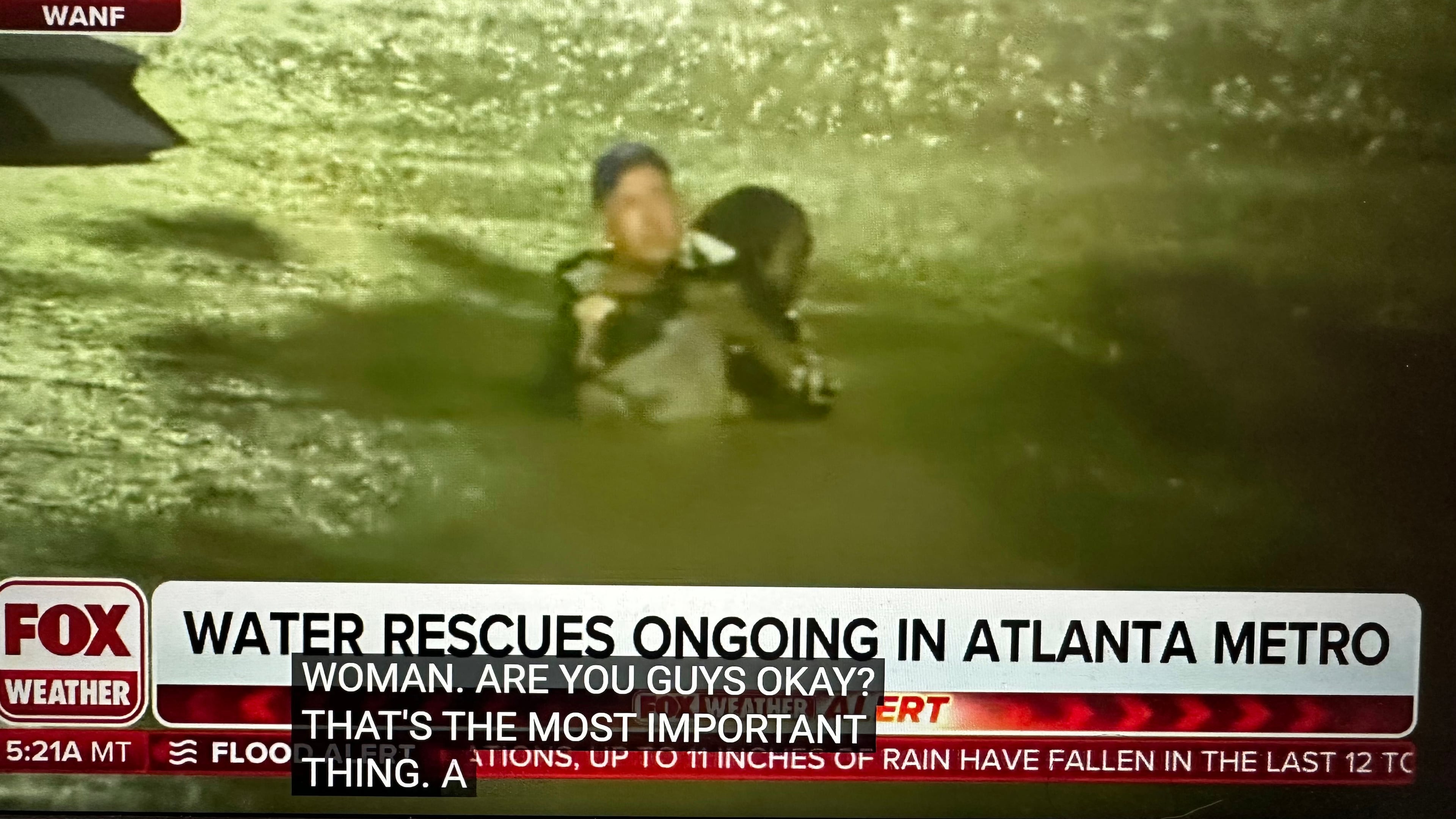 Fox Weather meteorologist Bob Van Dillen saved a woman in Buckhead Friday morning from her submerged car. FOX WEATHER