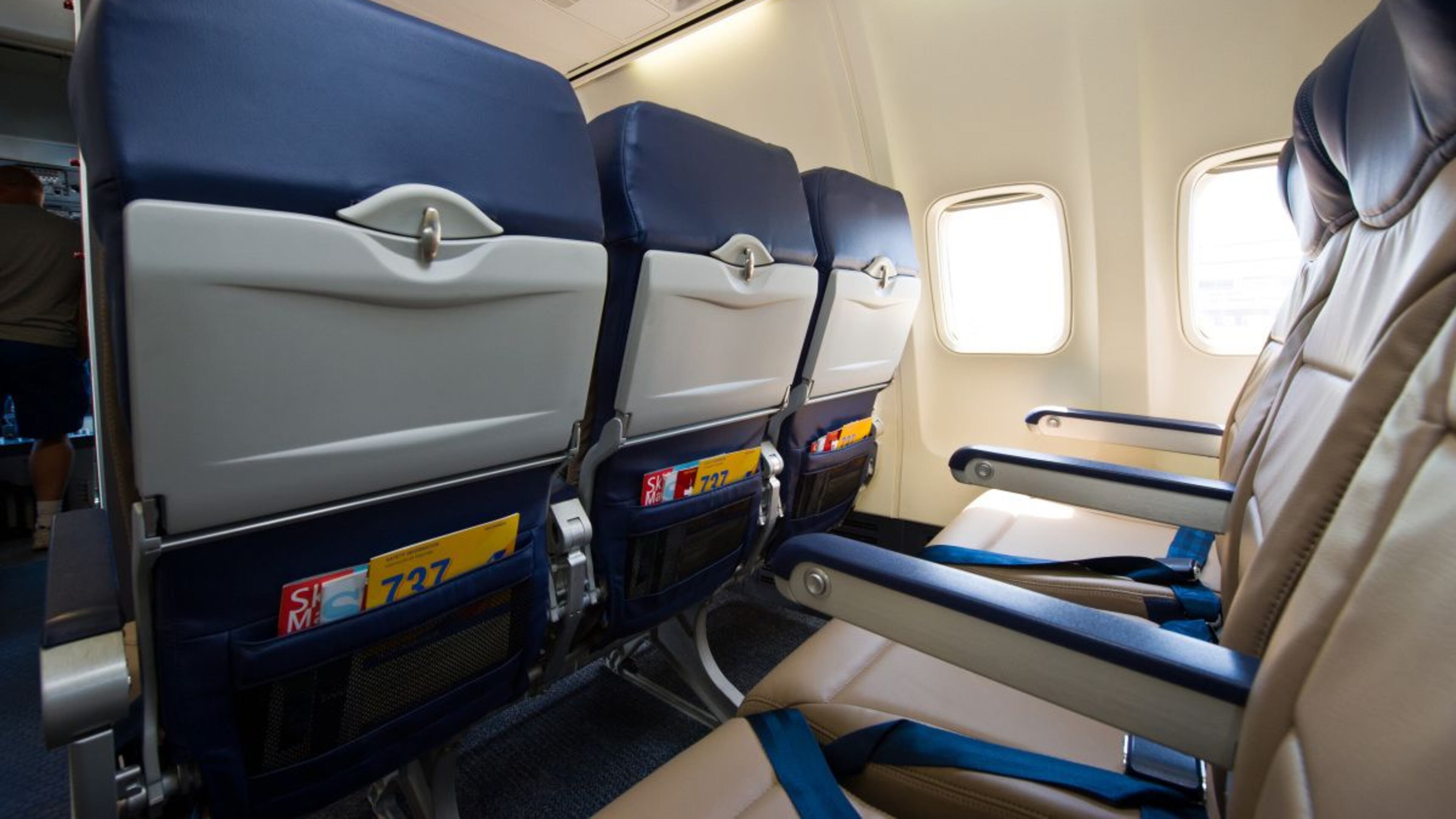 New seats for Southwest Airlines cabins are shown in this undated photo.
