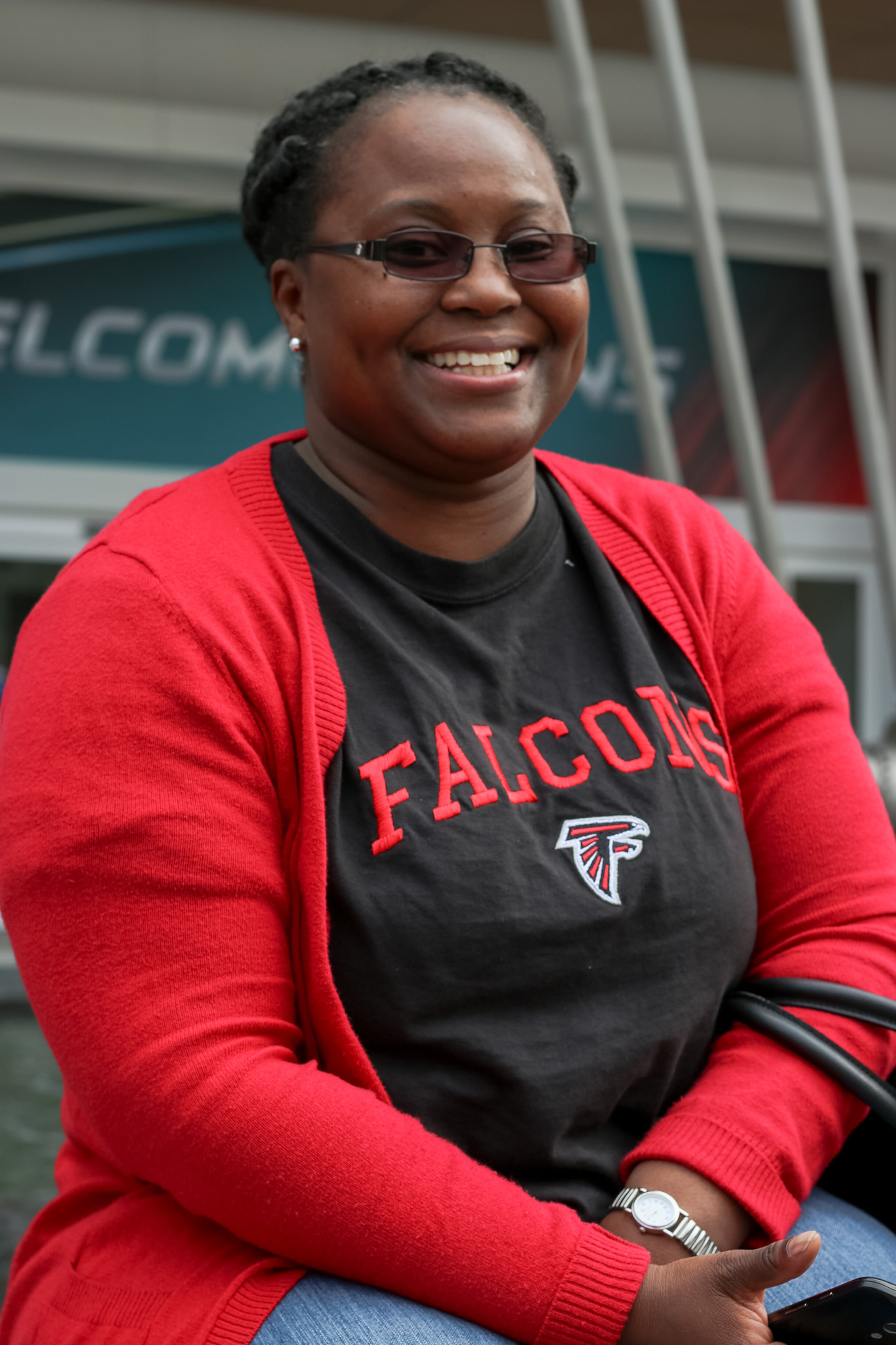 Atlanta Falcons fans have descended upon Houston to celebrate and cheer on the Falcons who will face off against the New England Patriots at Super Bowl 51 on Sunday, February 5. (Janay Kingsberry/AJC)